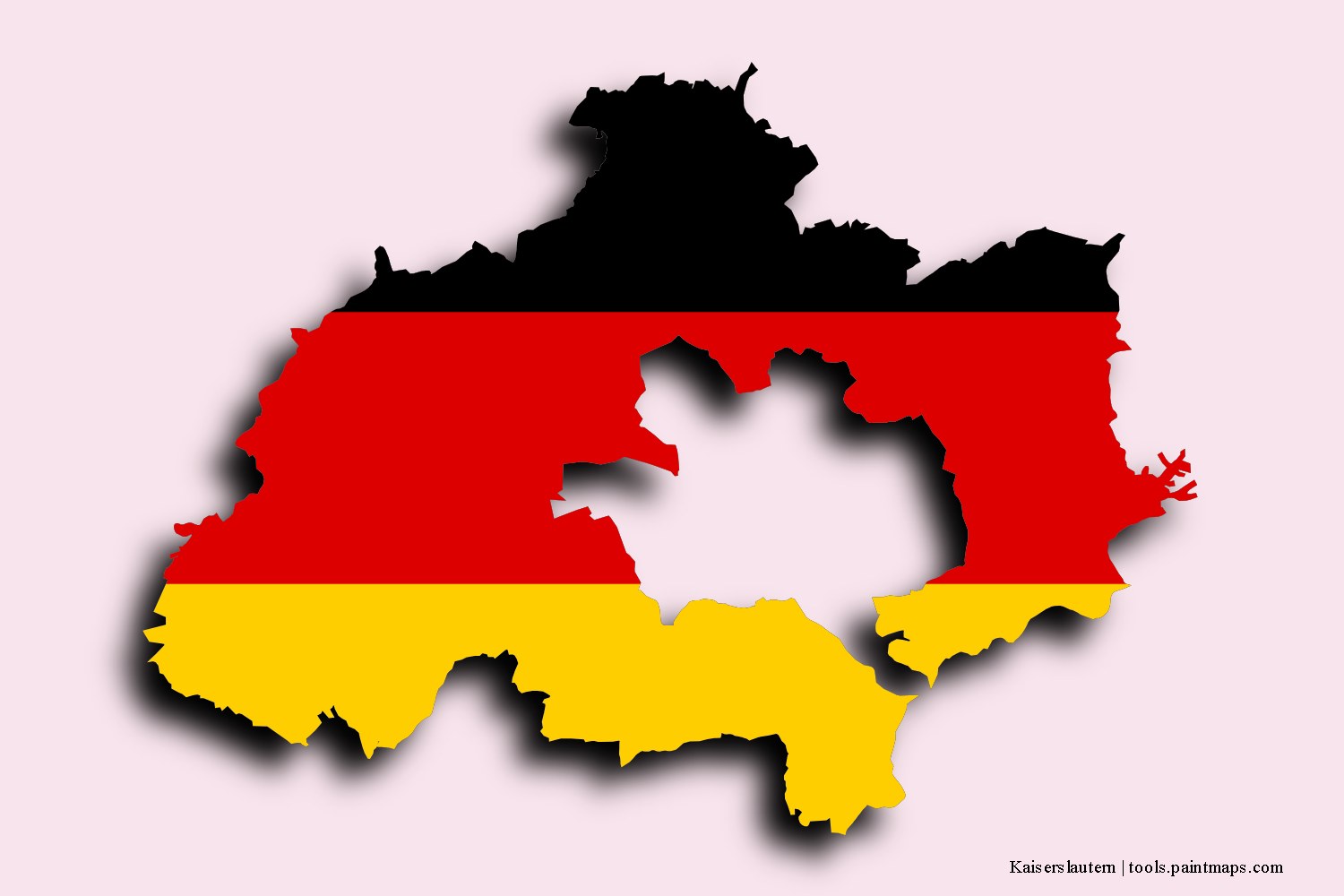 flag map of Kaiserslautern with 3D shadow effect