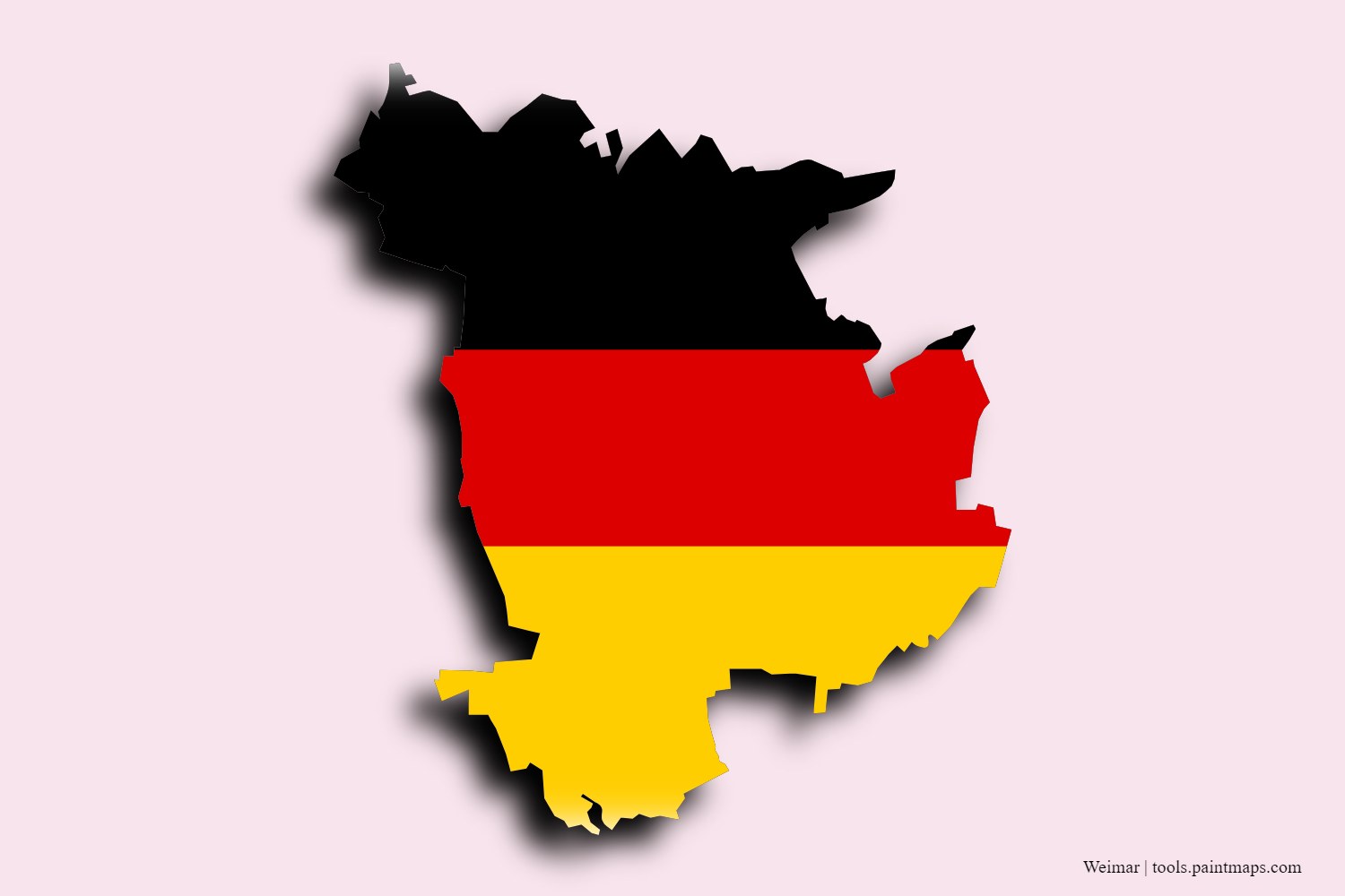 flag map of Weimar with 3D shadow effect