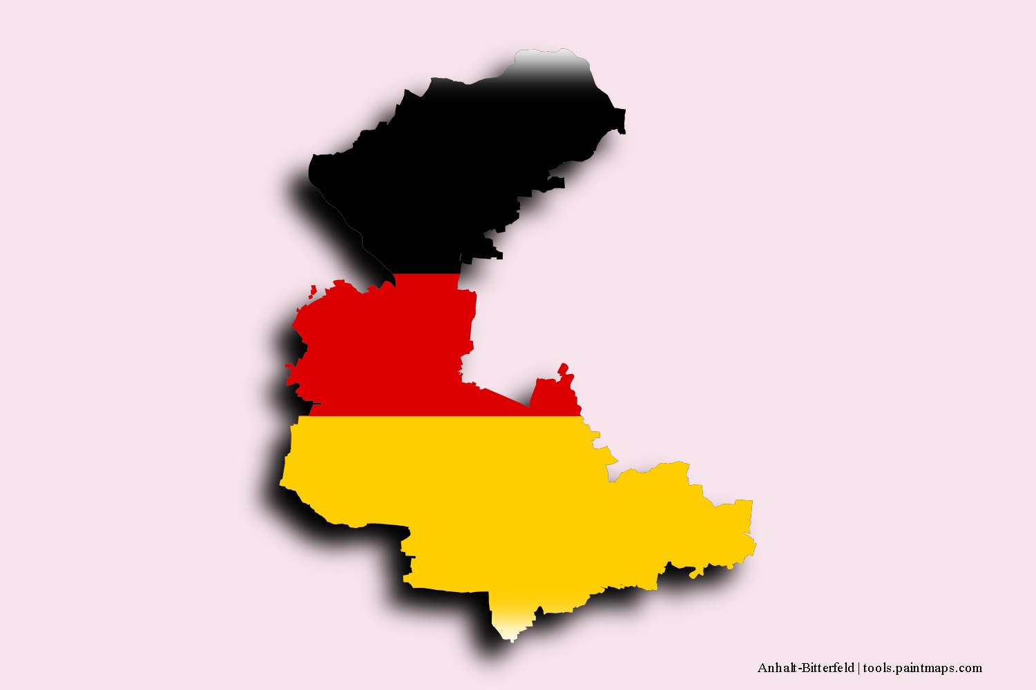 flag map of Anhalt-Bitterfeld with 3D shadow effect