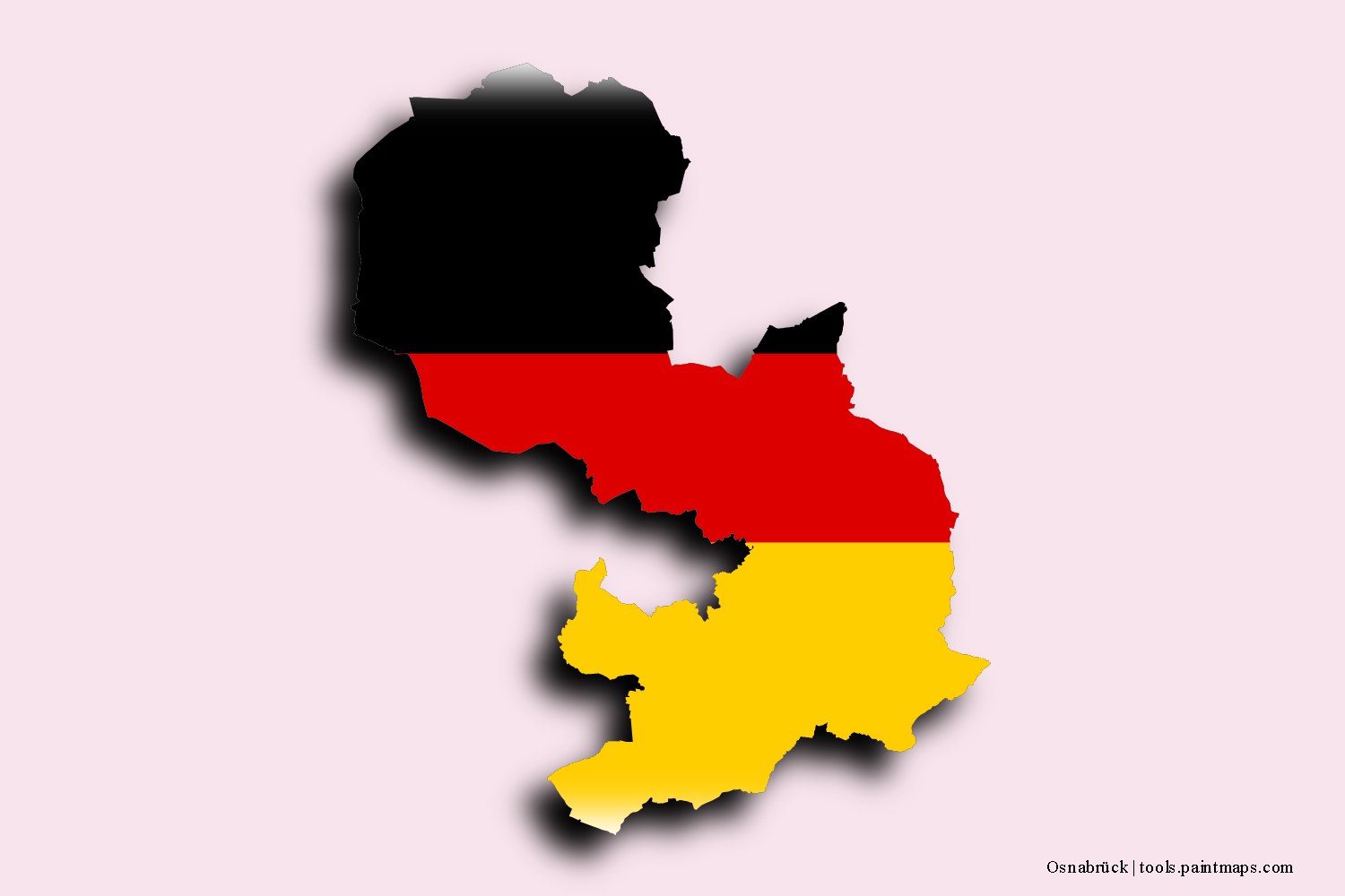 flag map of Osnabrück with 3D shadow effect