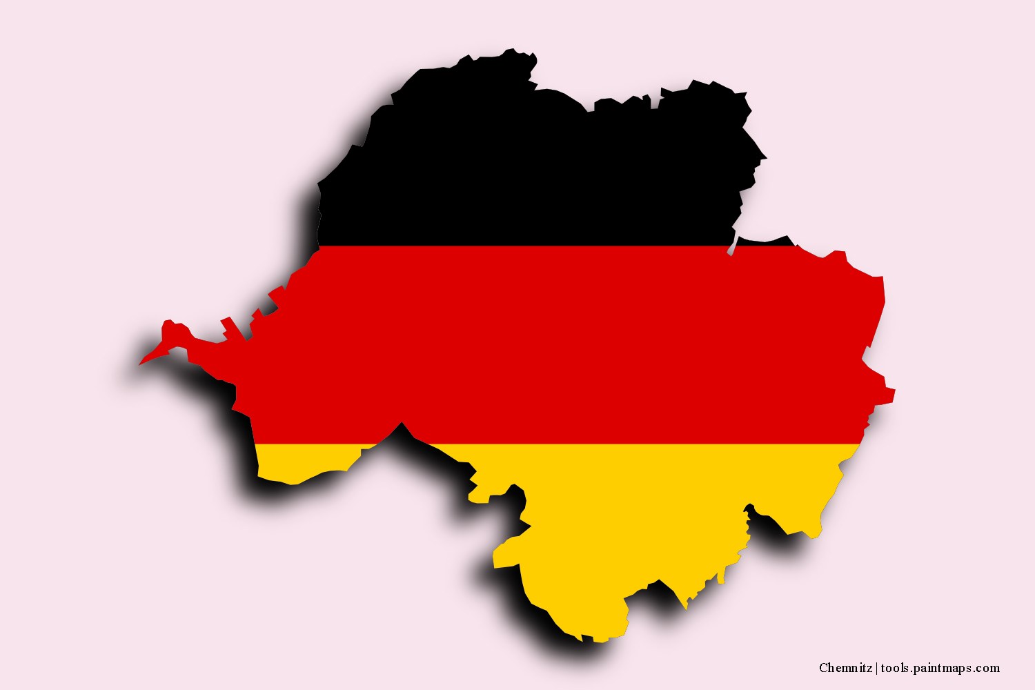 flag map of Chemnitz with 3D shadow effect