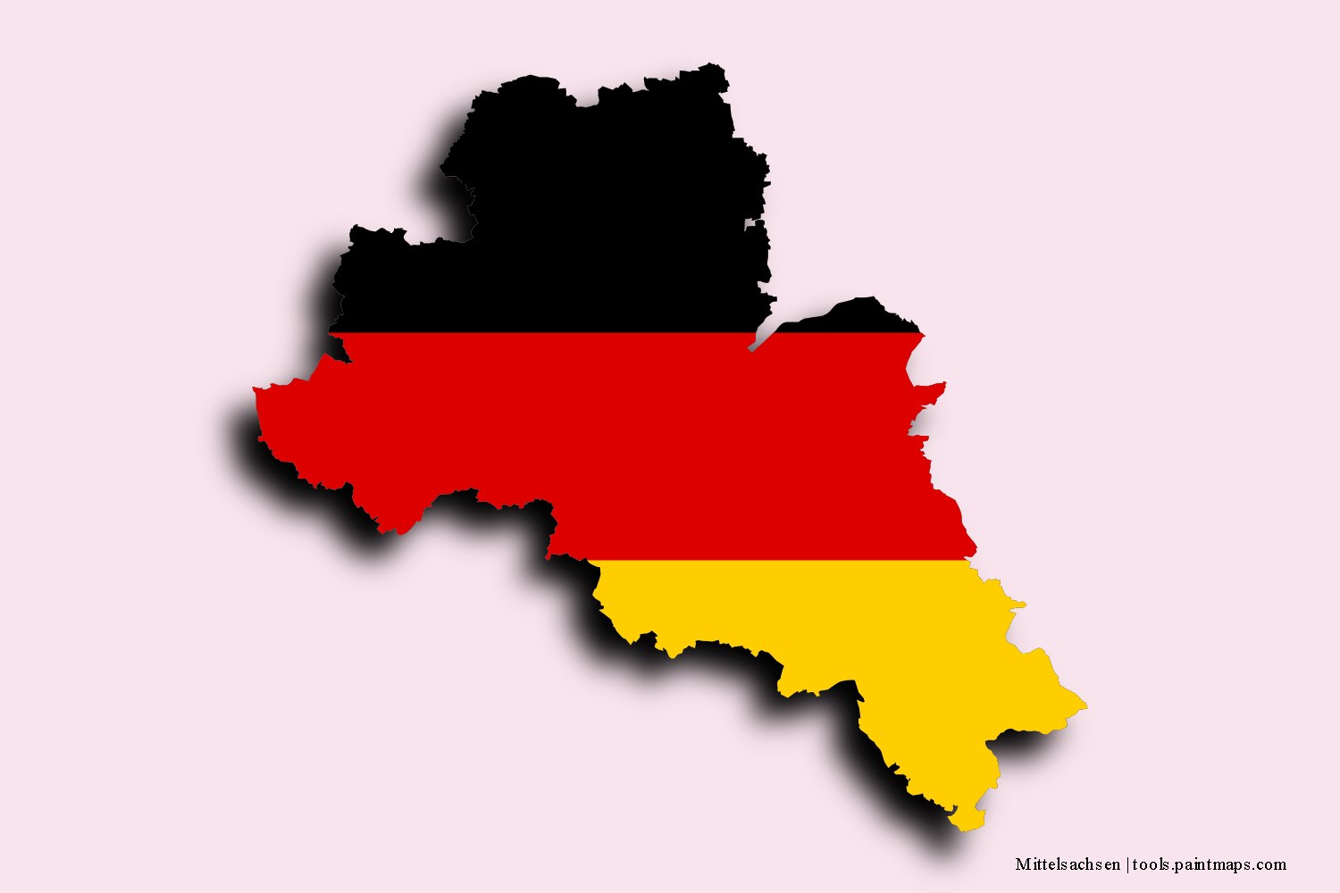 flag map of Mittelsachsen with 3D shadow effect