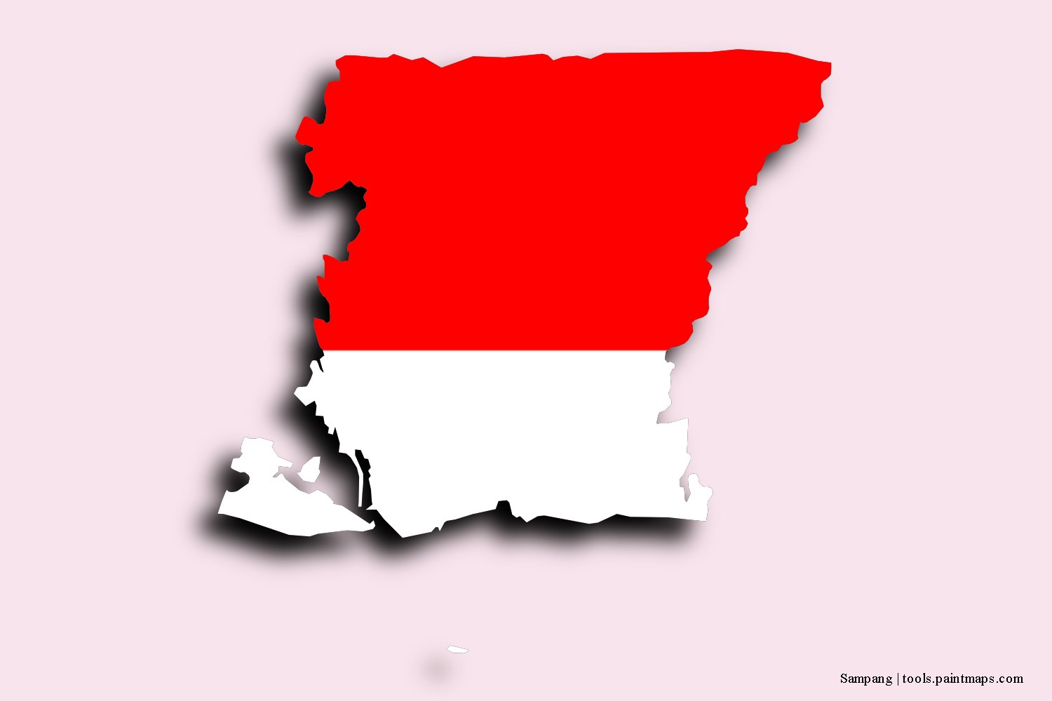 flag map of Sampang with 3D shadow effect