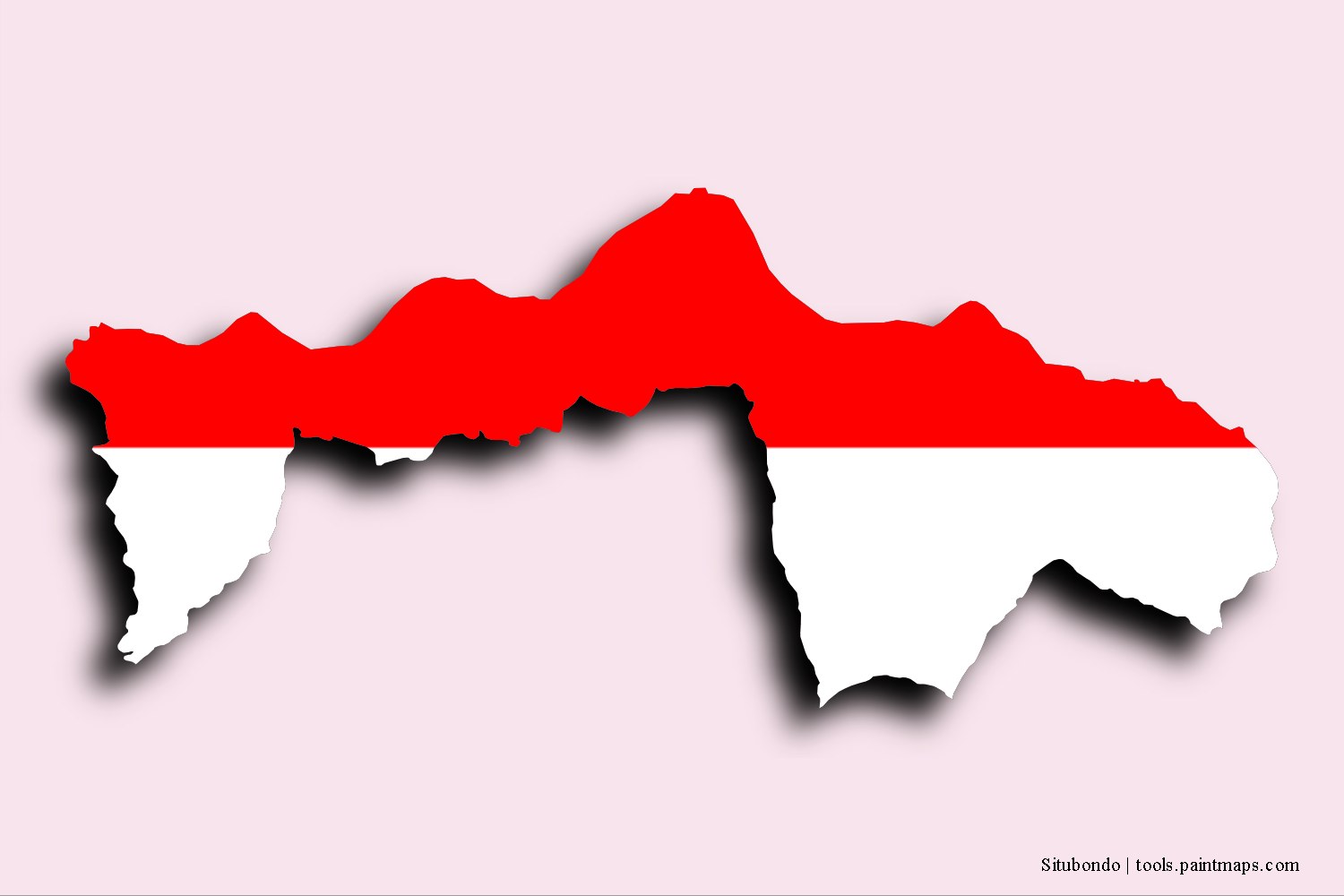 flag map of Situbondo with 3D shadow effect