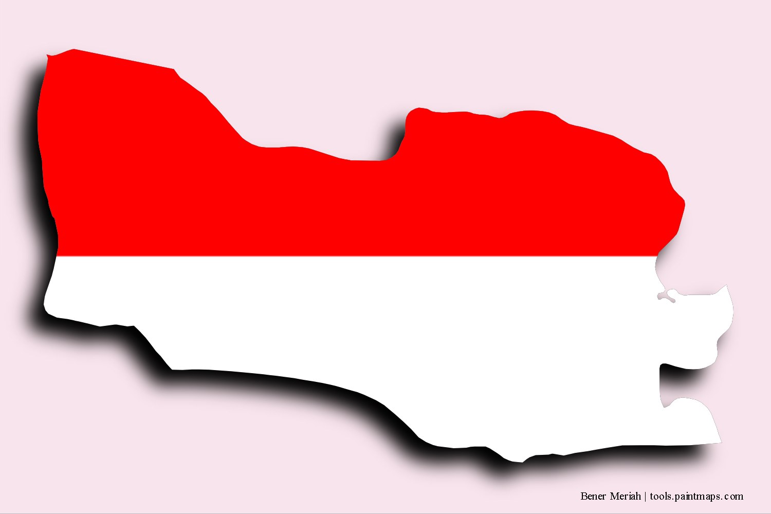 Mapa de la bandera de Bener Meriah con efecto de sombra 3D