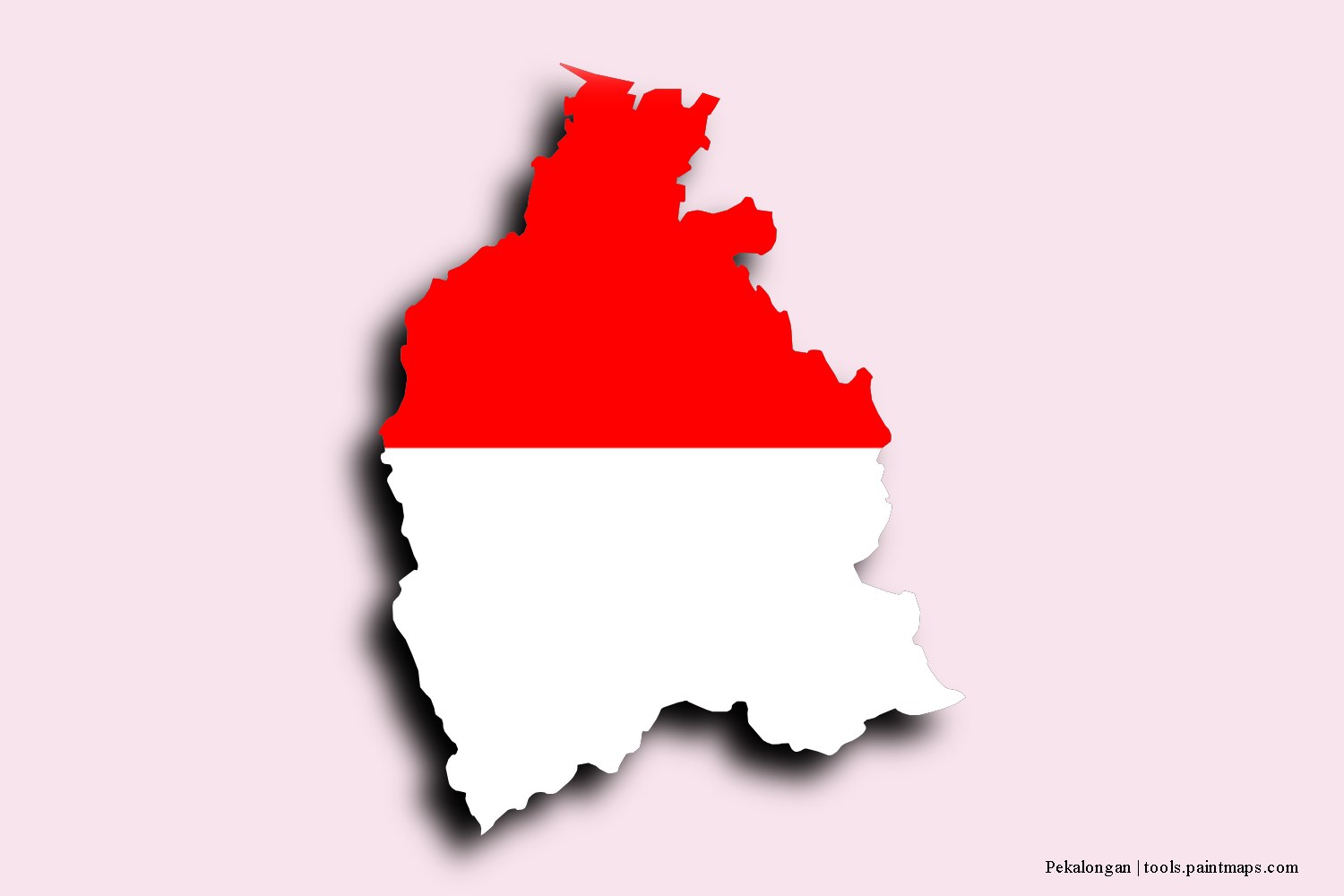 flag map of Pekalongan with 3D shadow effect