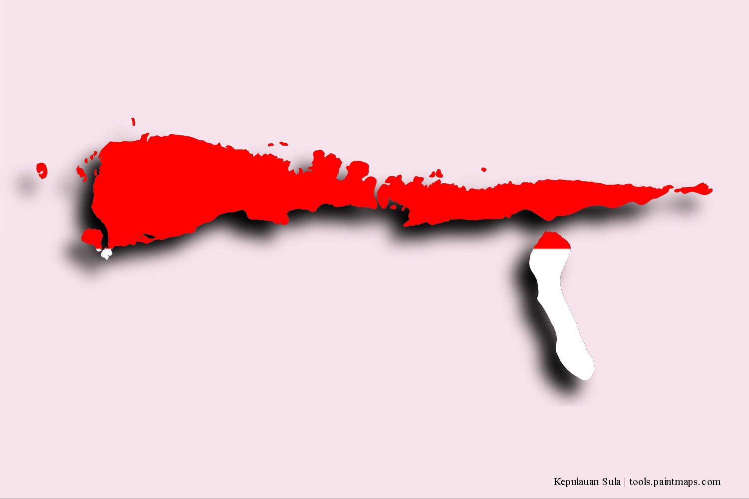 flag map of Kepulauan Sula with 3D shadow effect