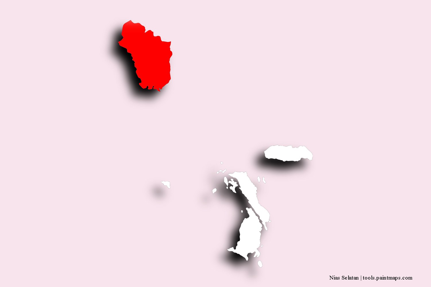 Mapa de la bandera de Nias Selatan con efecto de sombra 3D