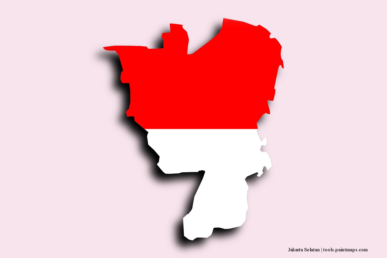 flag map of Jakarta Selatan with 3D shadow effect