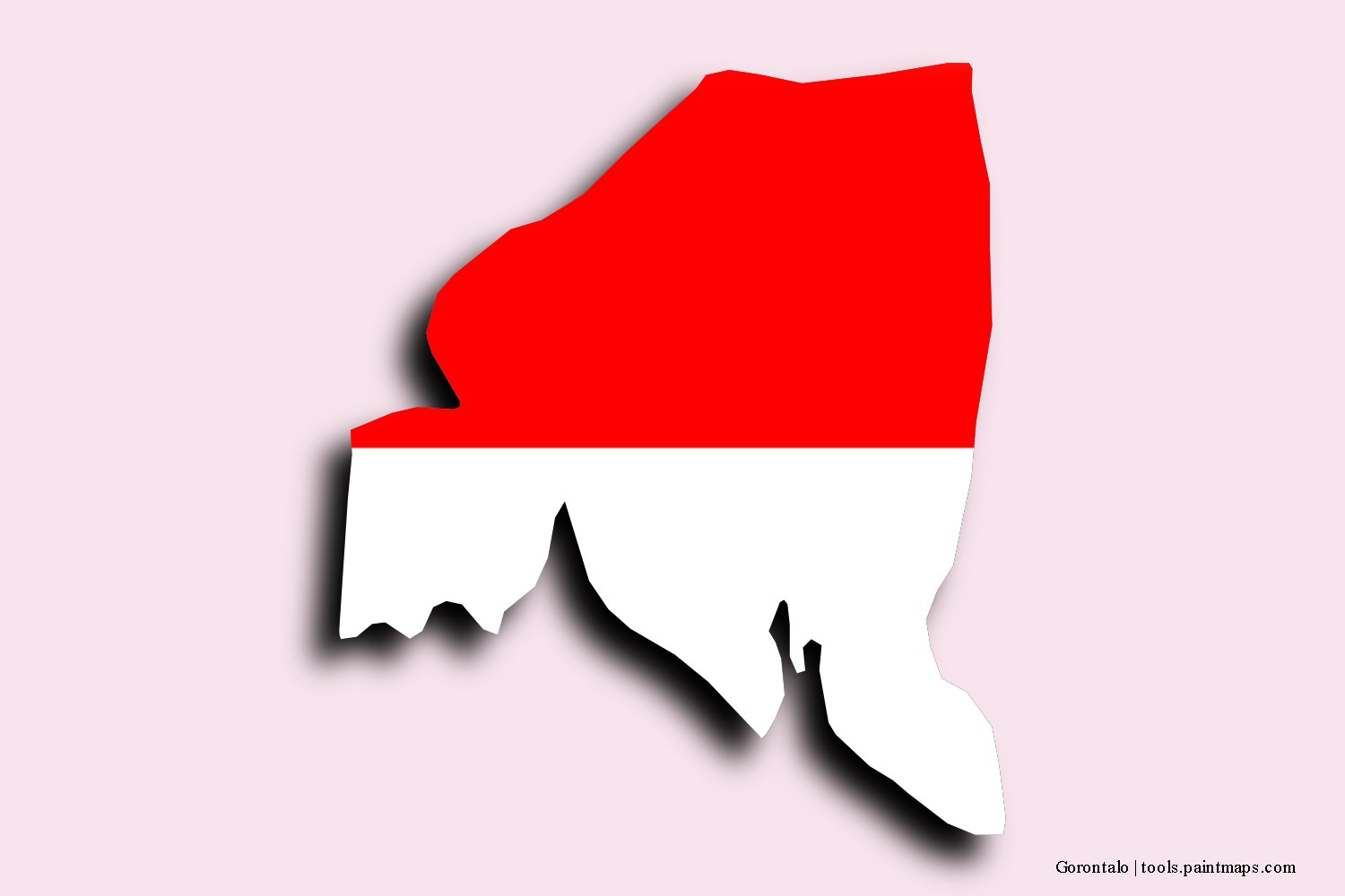 flag map of Gorontalo with 3D shadow effect