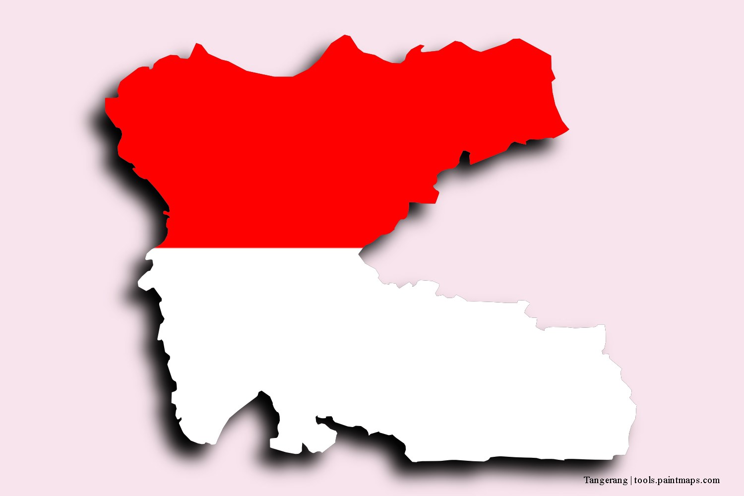 flag map of Tangerang with 3D shadow effect