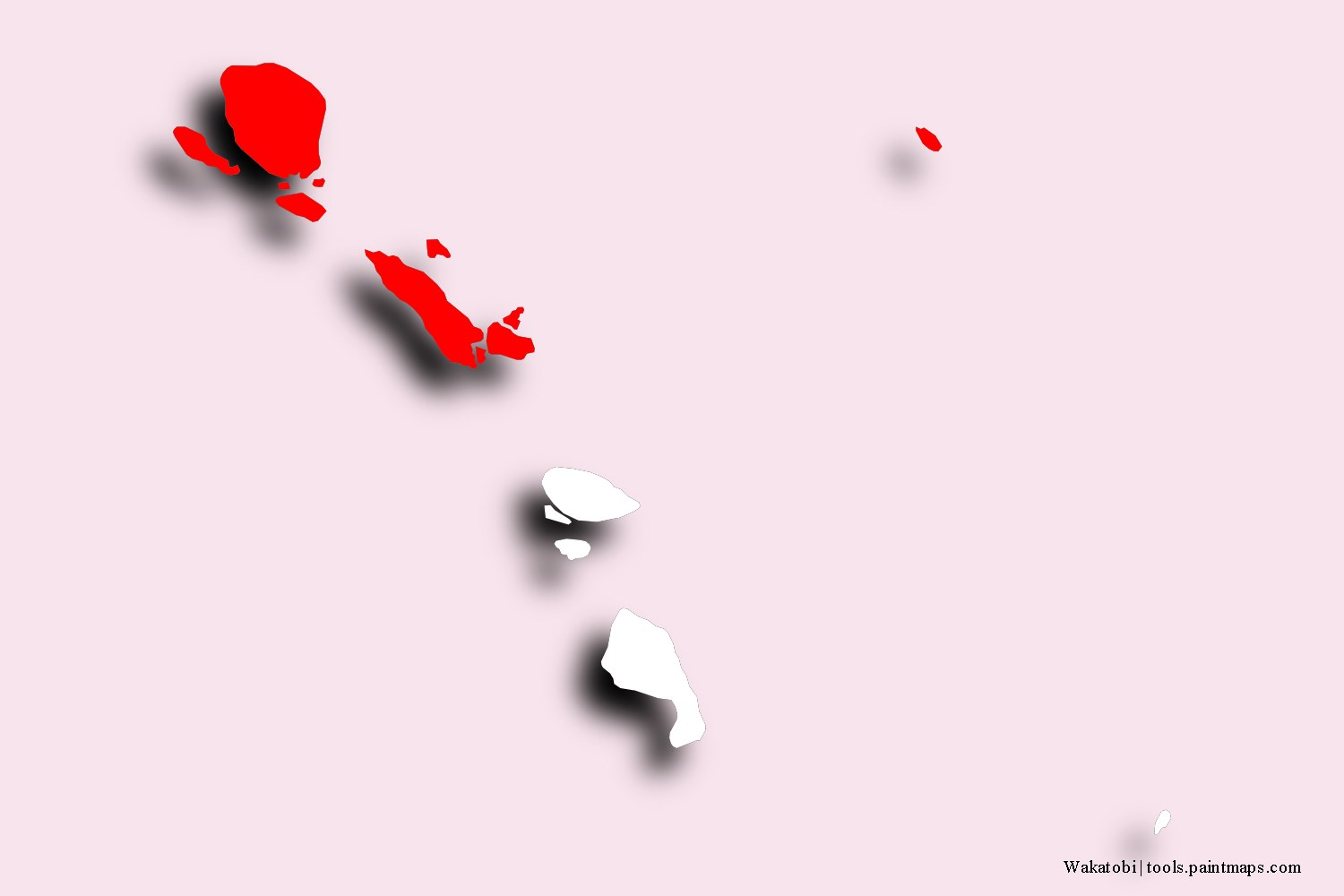 flag map of Wakatobi with 3D shadow effect