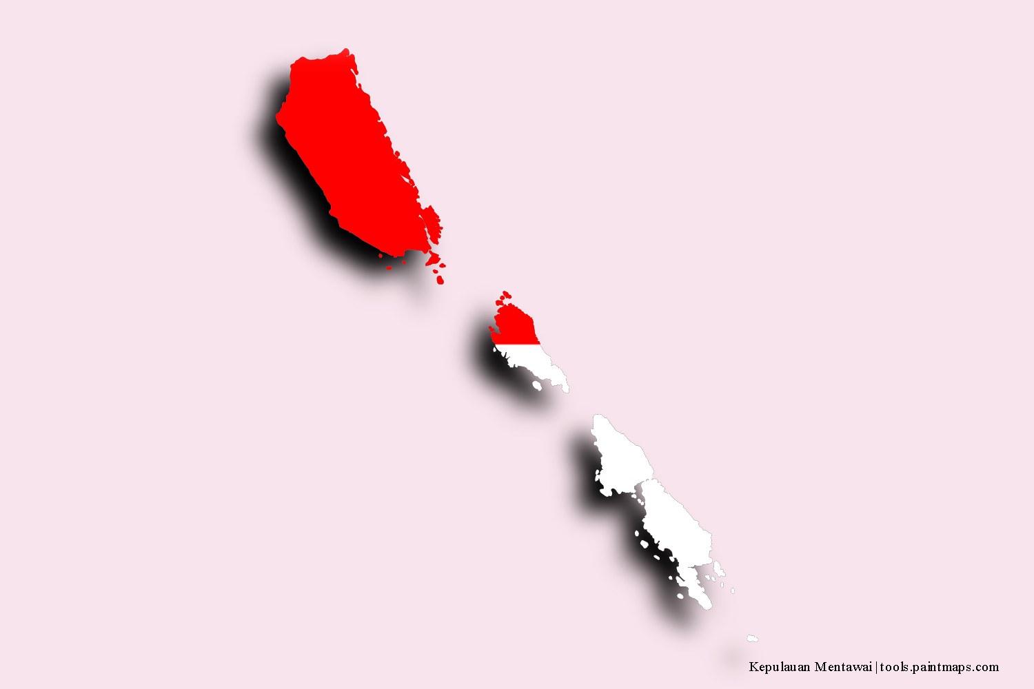 flag map of Kepulauan Mentawai with 3D shadow effect