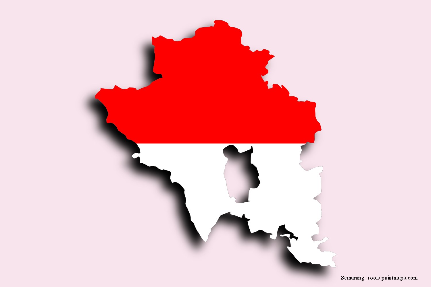 flag map of Semarang with 3D shadow effect