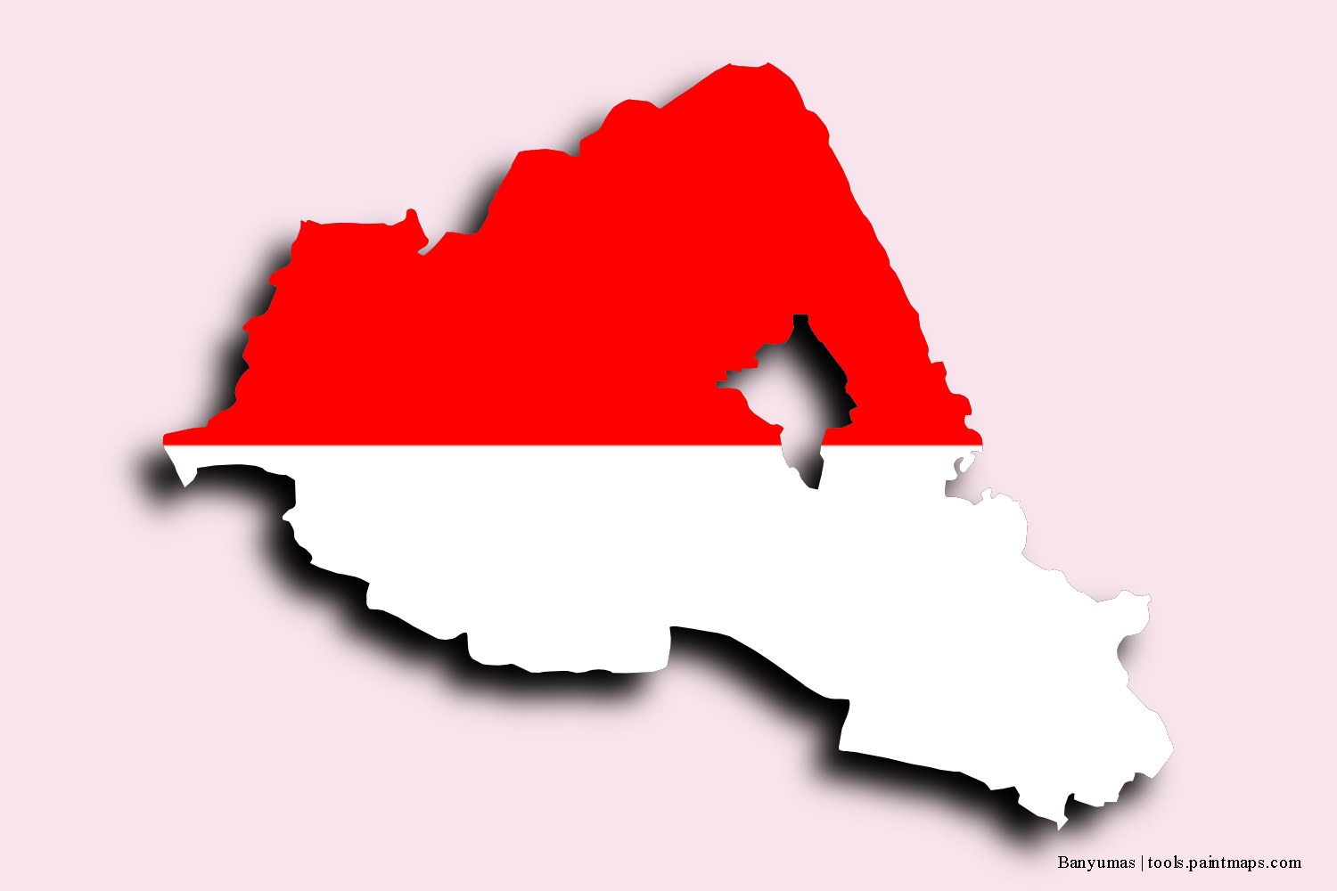 flag map of Banyumas with 3D shadow effect