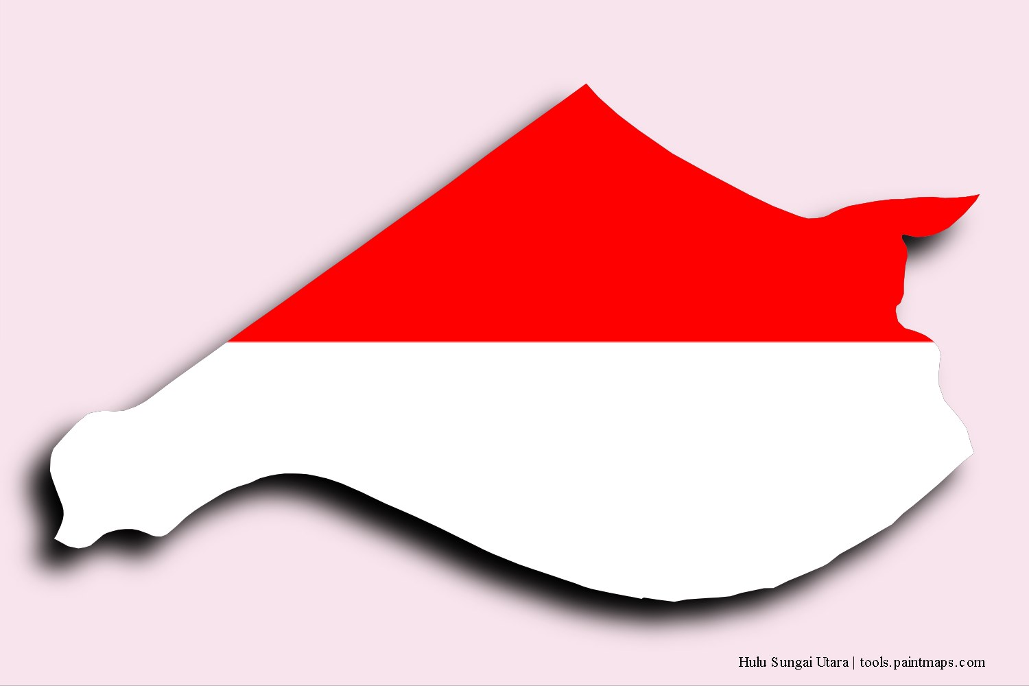 flag map of Hulu Sungai Utara with 3D shadow effect