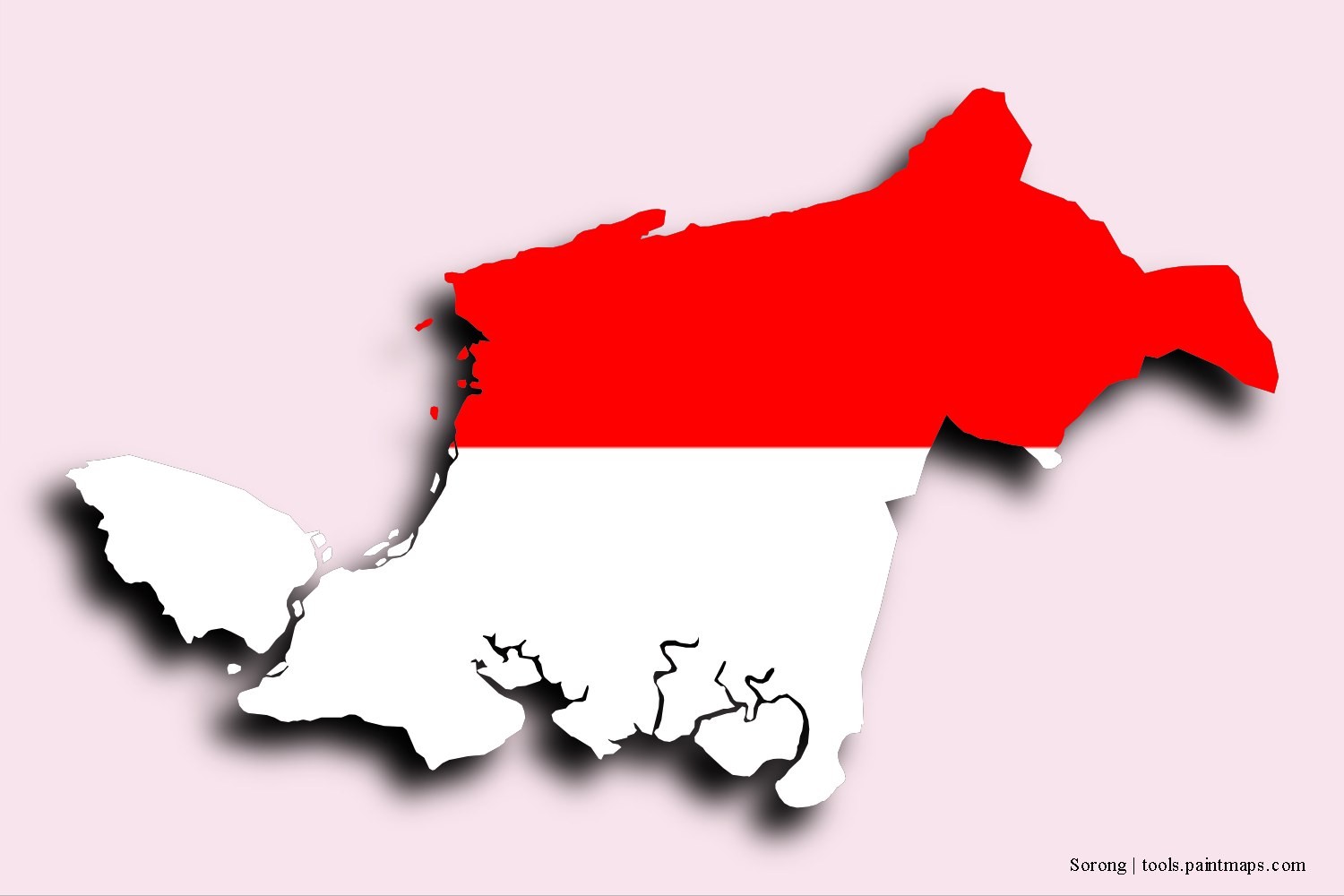 Mapa de la bandera de Sorong con efecto de sombra 3D