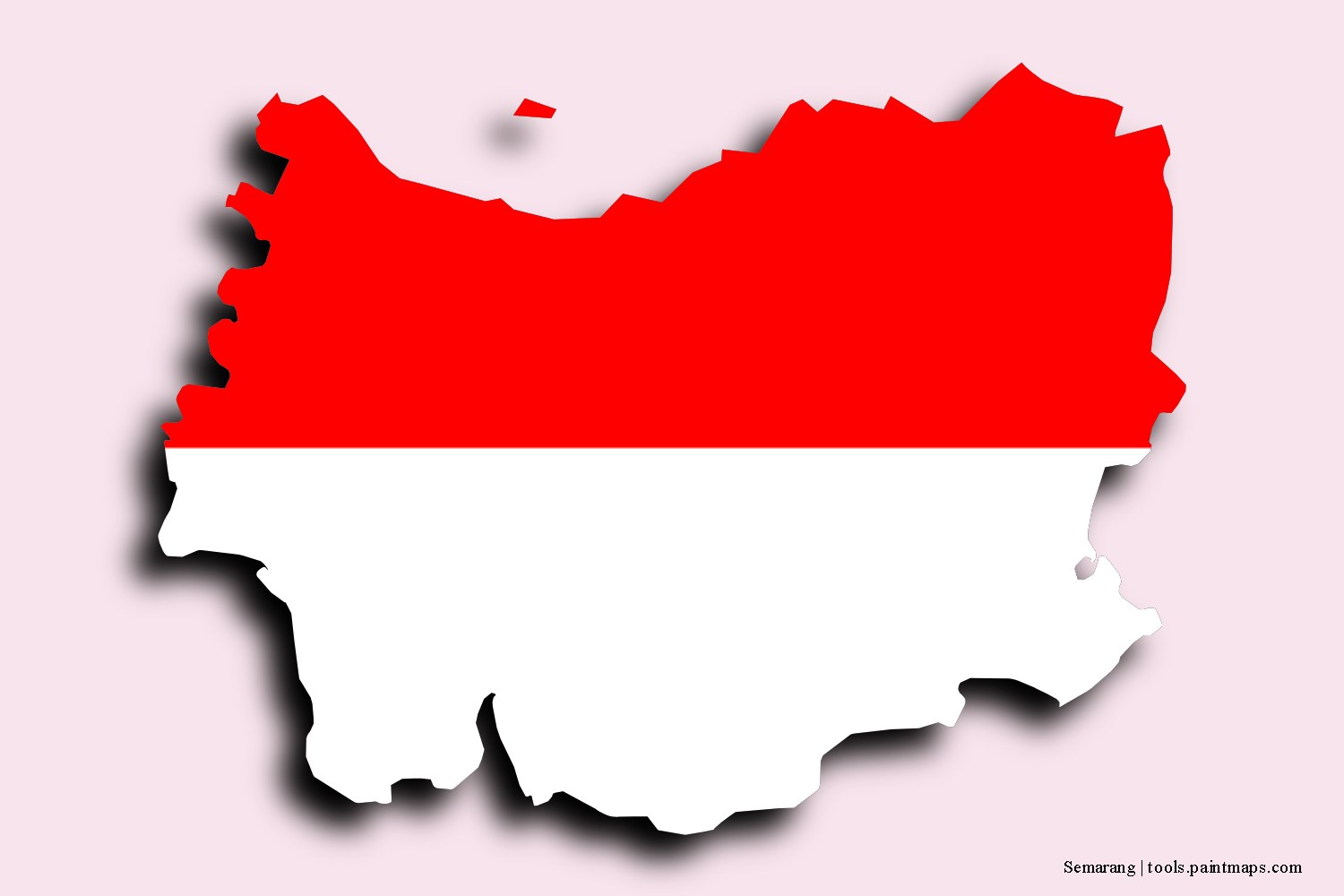 flag map of Semarang with 3D shadow effect