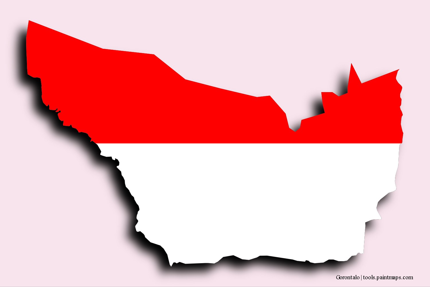 Bayraklı Gorontalo haritası (3D gölgeli)