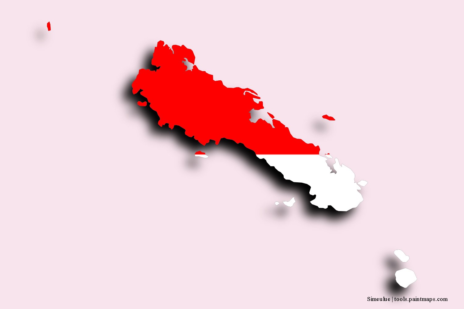 flag map of Simeulue with 3D shadow effect