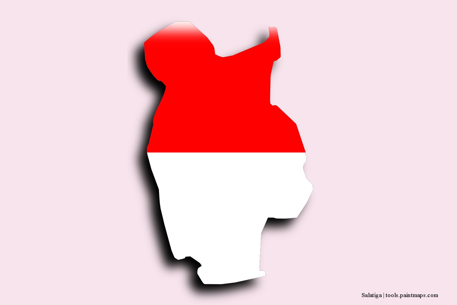 flag map of Salatiga with 3D shadow effect