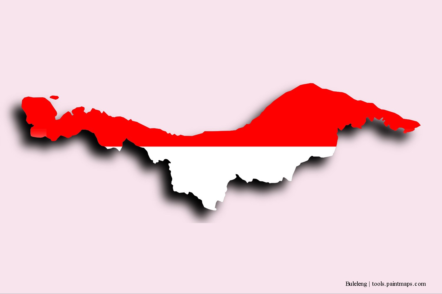 Mapa de la bandera de Buleleng con efecto de sombra 3D