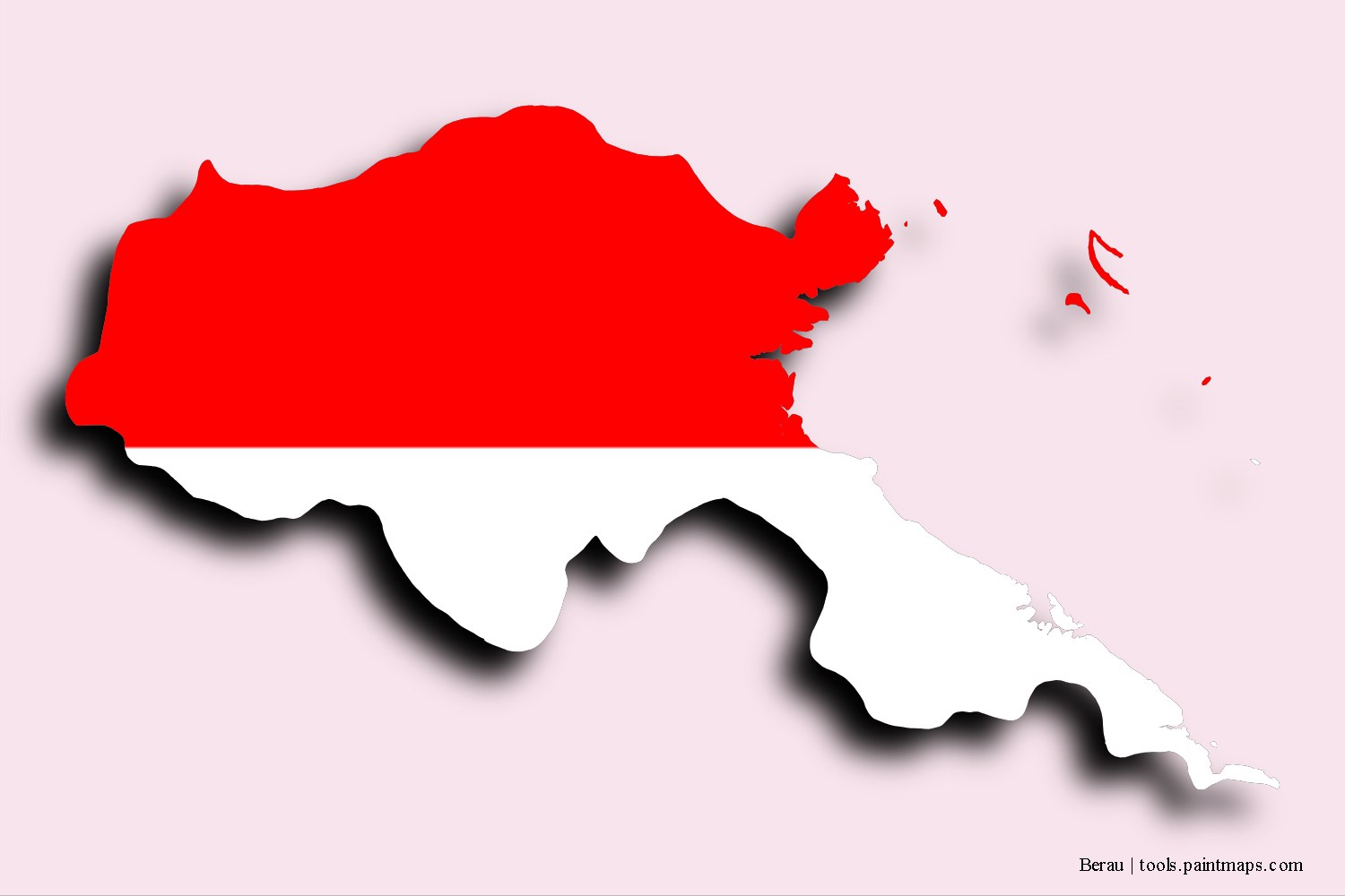 flag map of Berau with 3D shadow effect