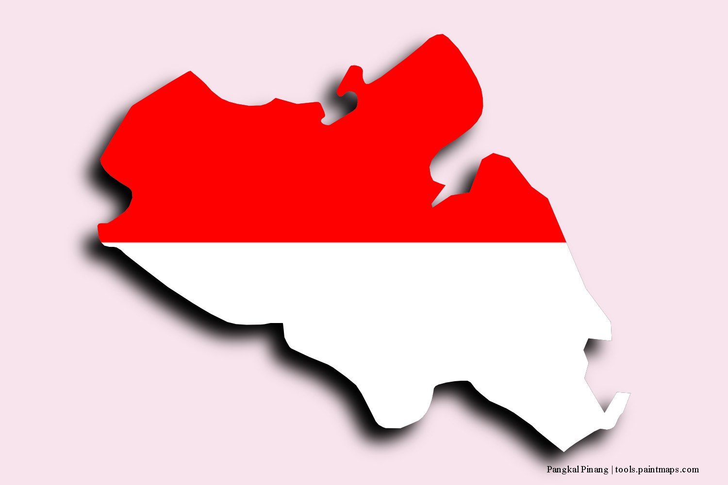 flag map of Pangkal Pinang with 3D shadow effect