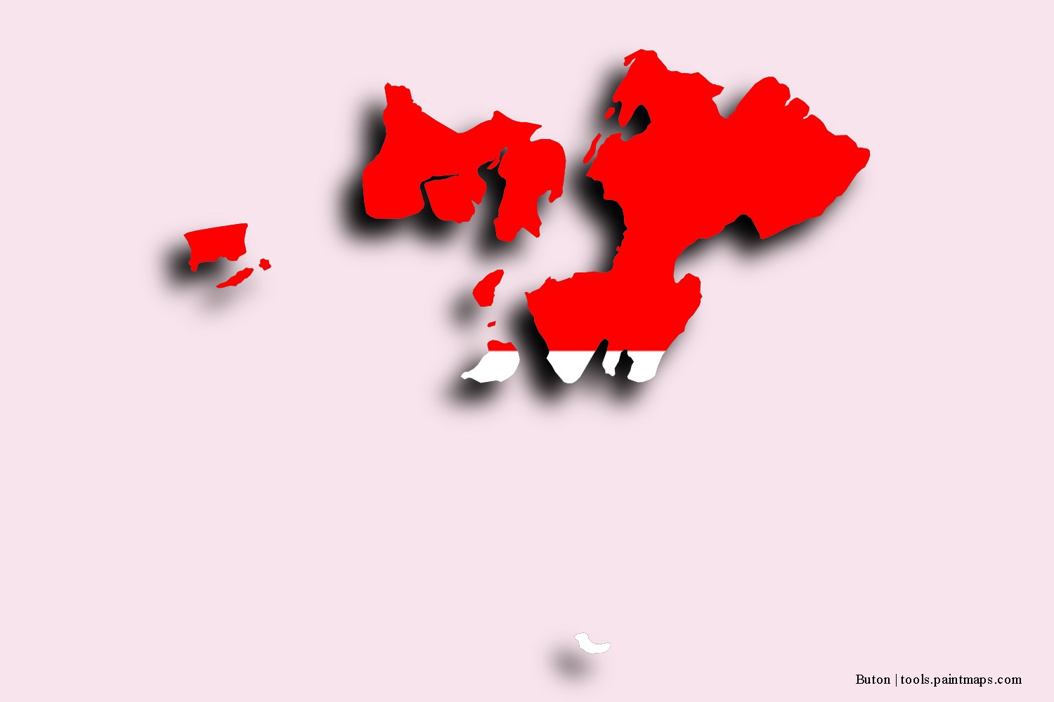 flag map of Buton with 3D shadow effect