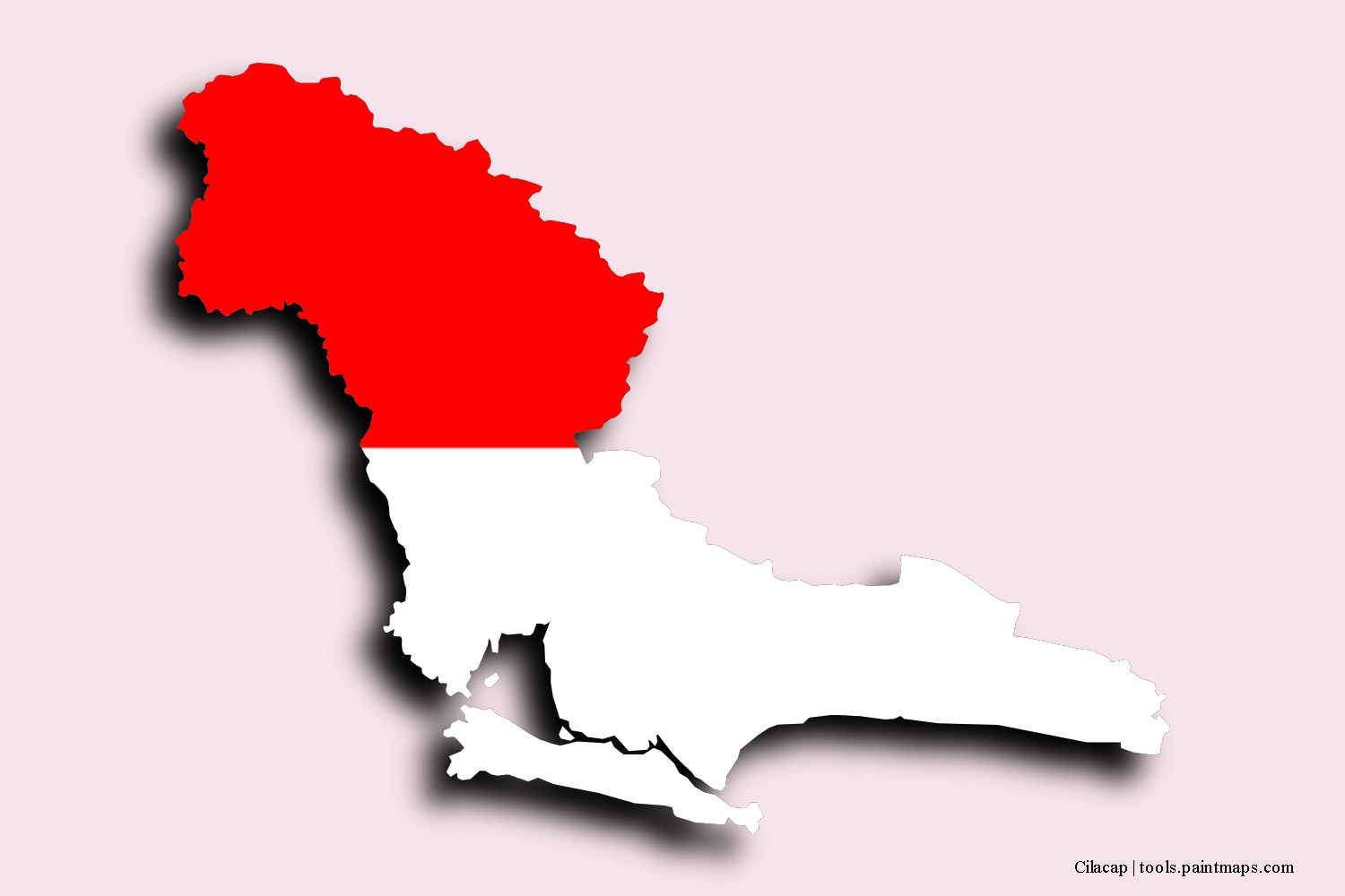 flag map of Cilacap with 3D shadow effect