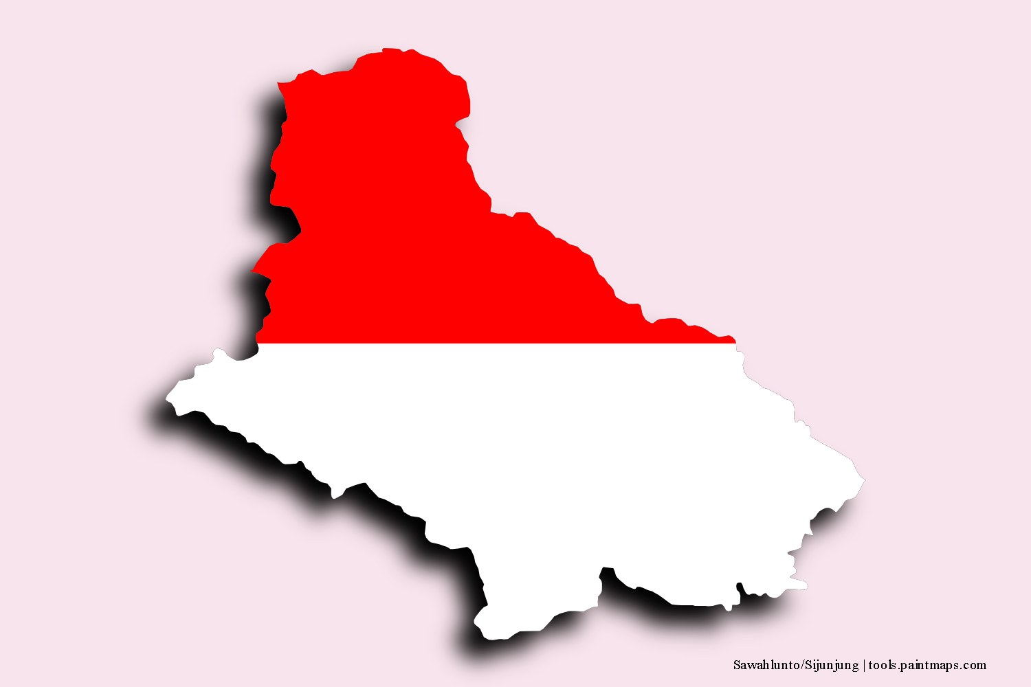 flag map of Sawahlunto/Sijunjung with 3D shadow effect