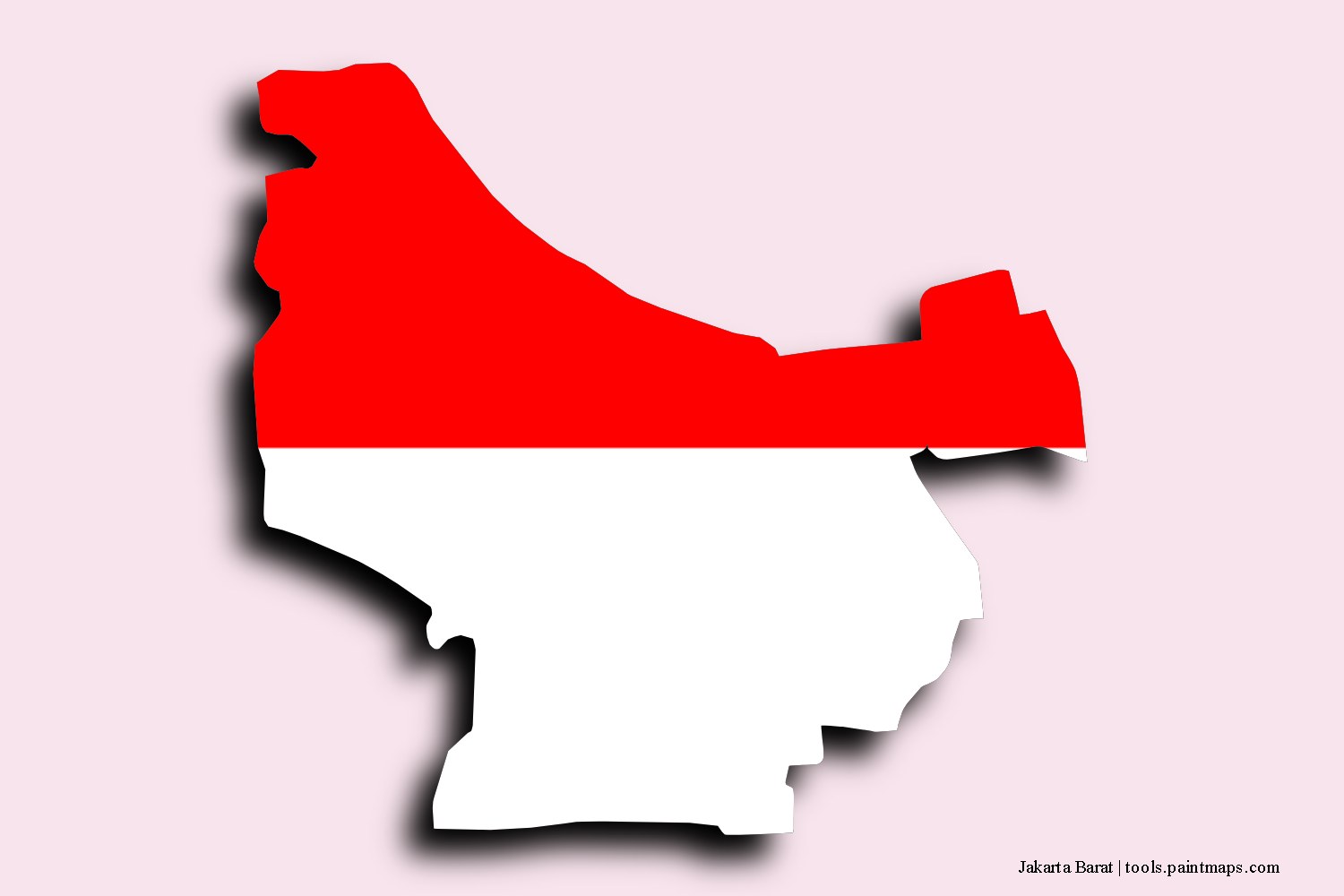 flag map of Jakarta Barat with 3D shadow effect