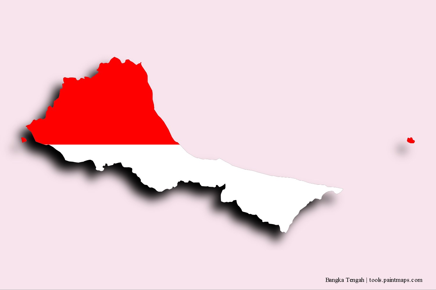 flag map of Bangka Tengah with 3D shadow effect