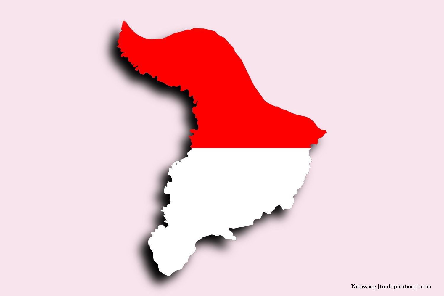 flag map of Karawang with 3D shadow effect