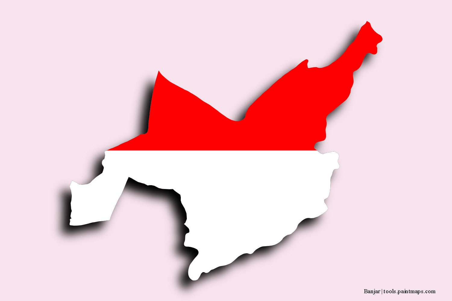 flag map of Banjar with 3D shadow effect