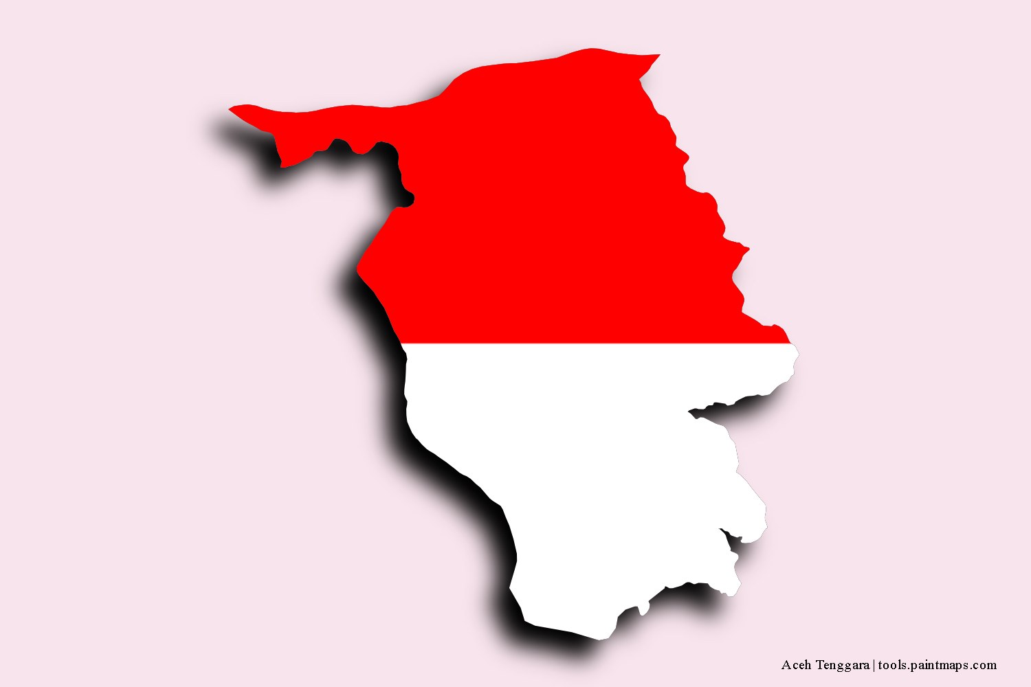 Mapa de la bandera de Aceh Tenggara con efecto de sombra 3D