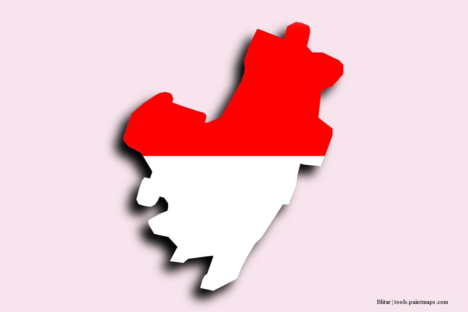 flag map of Blitar with 3D shadow effect