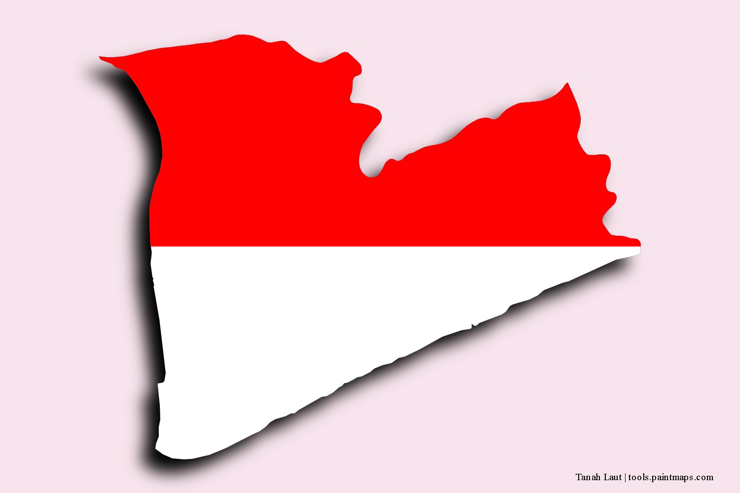 flag map of Tanah Laut with 3D shadow effect