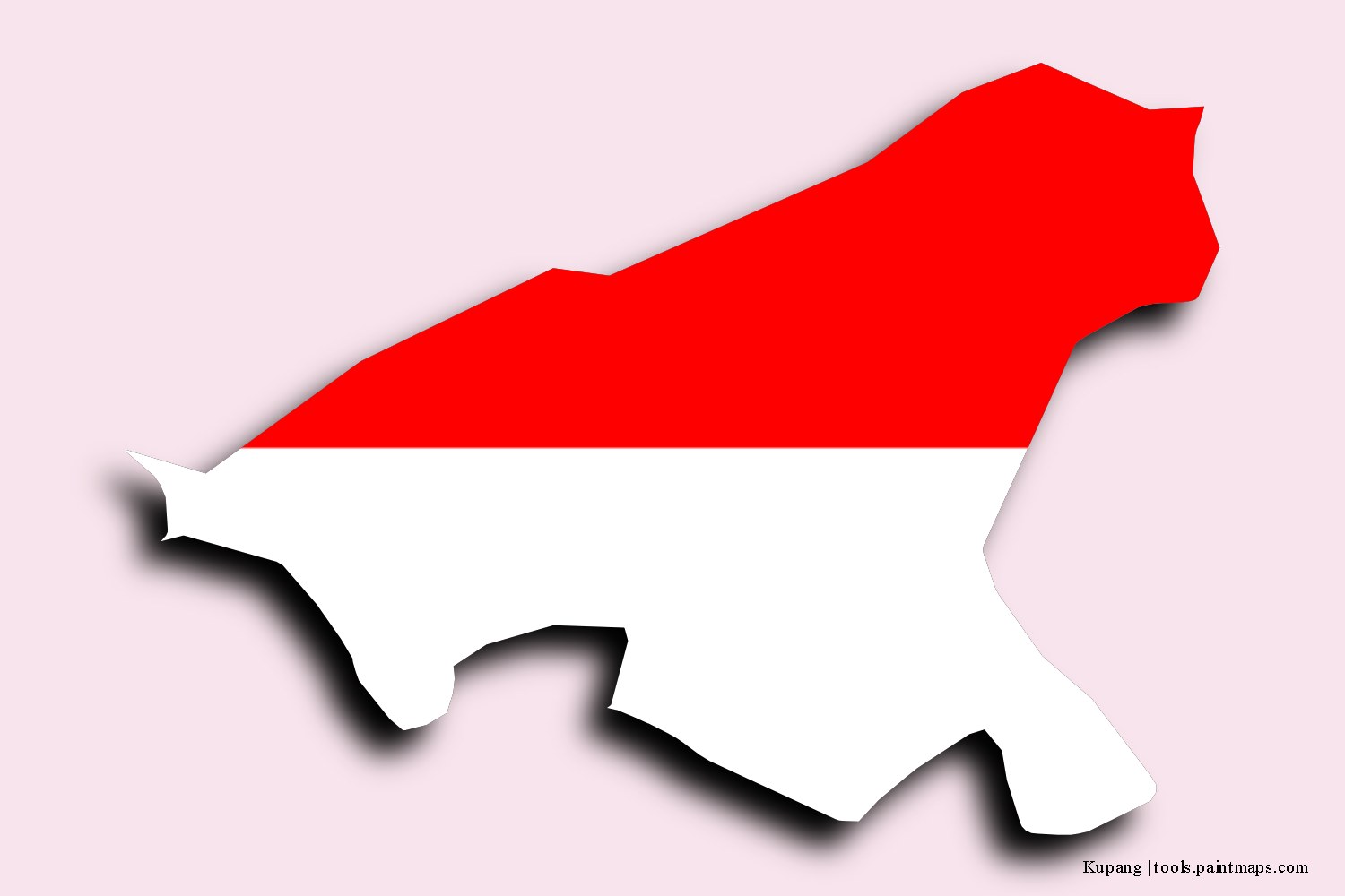 flag map of Kupang with 3D shadow effect