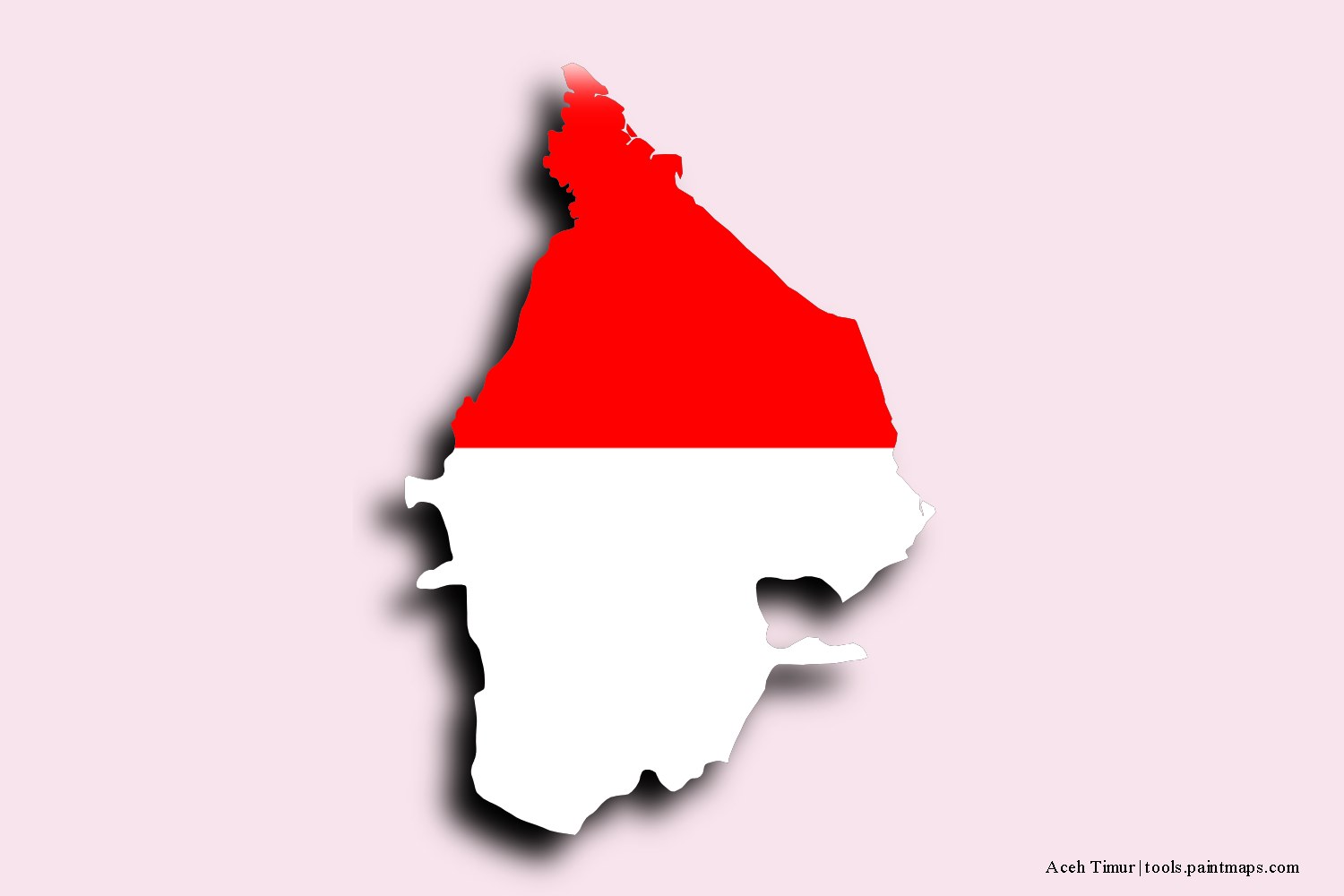 Mapa de la bandera de Aceh Timur con efecto de sombra 3D