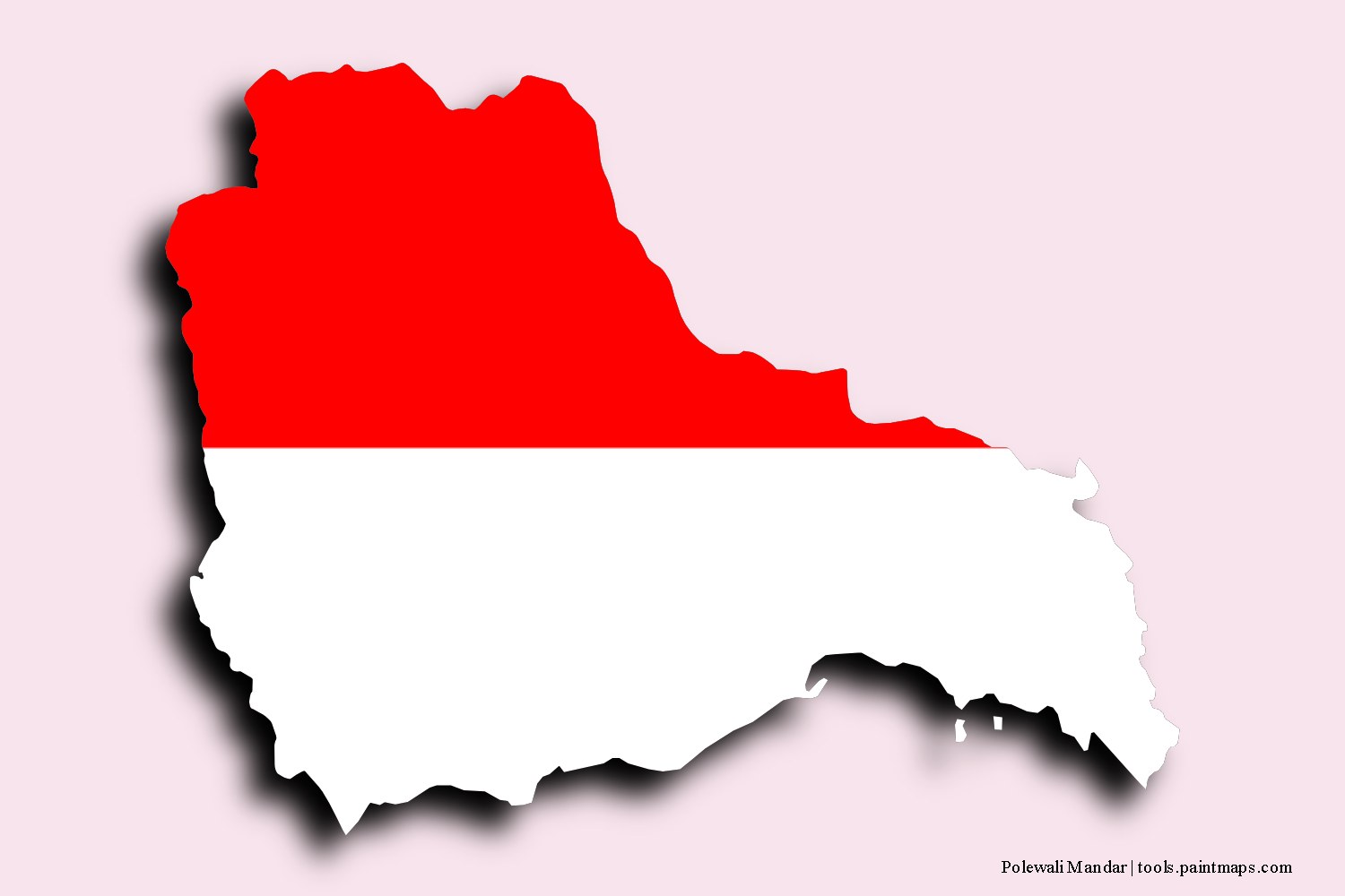 Mapa de la bandera de Polewali Mandar con efecto de sombra 3D