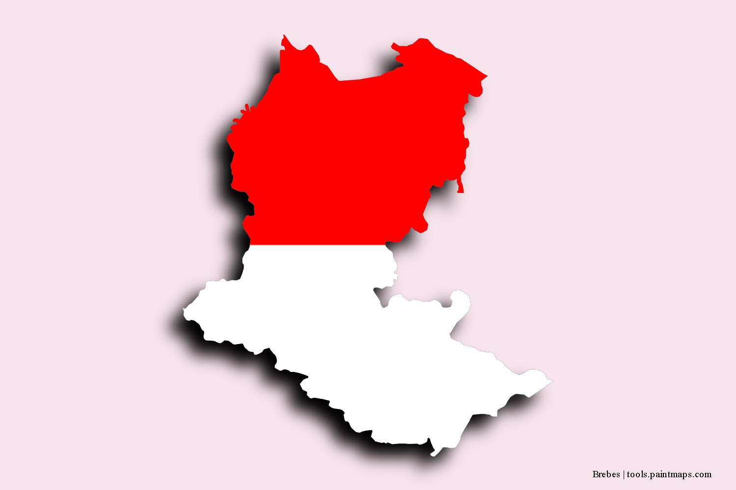 flag map of Brebes with 3D shadow effect