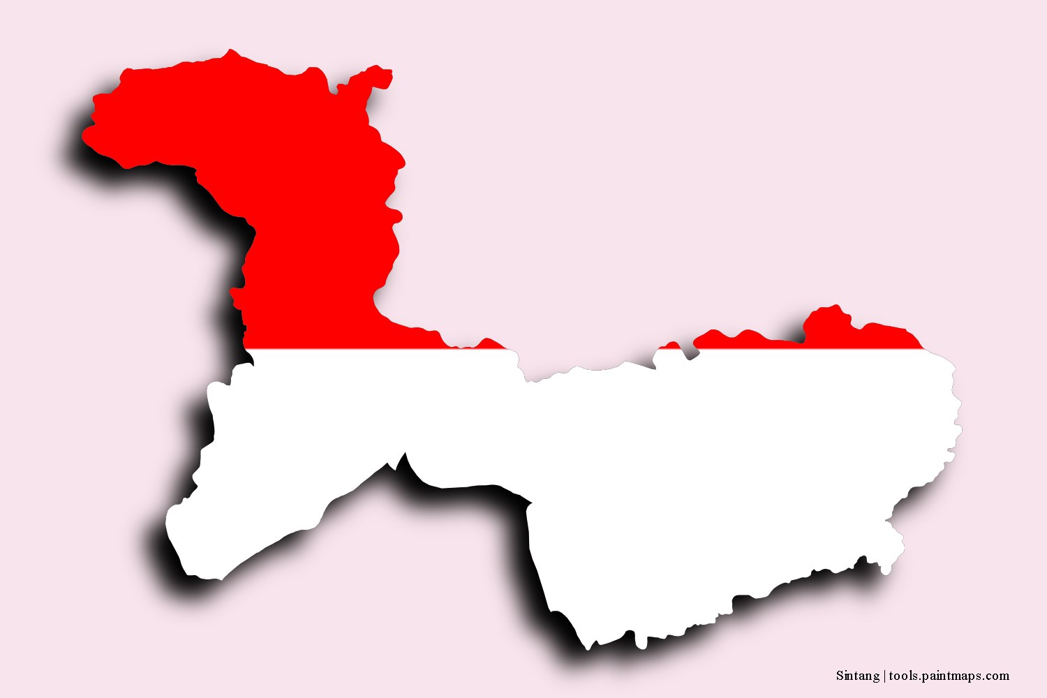 Mapa de la bandera de Sintang con efecto de sombra 3D