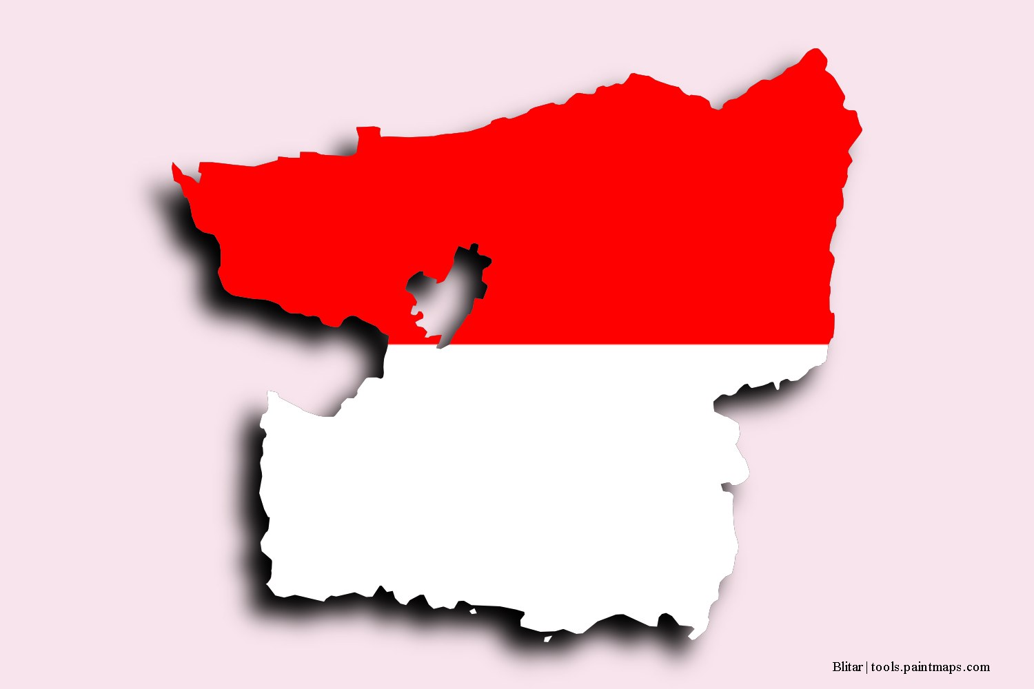 flag map of Blitar with 3D shadow effect