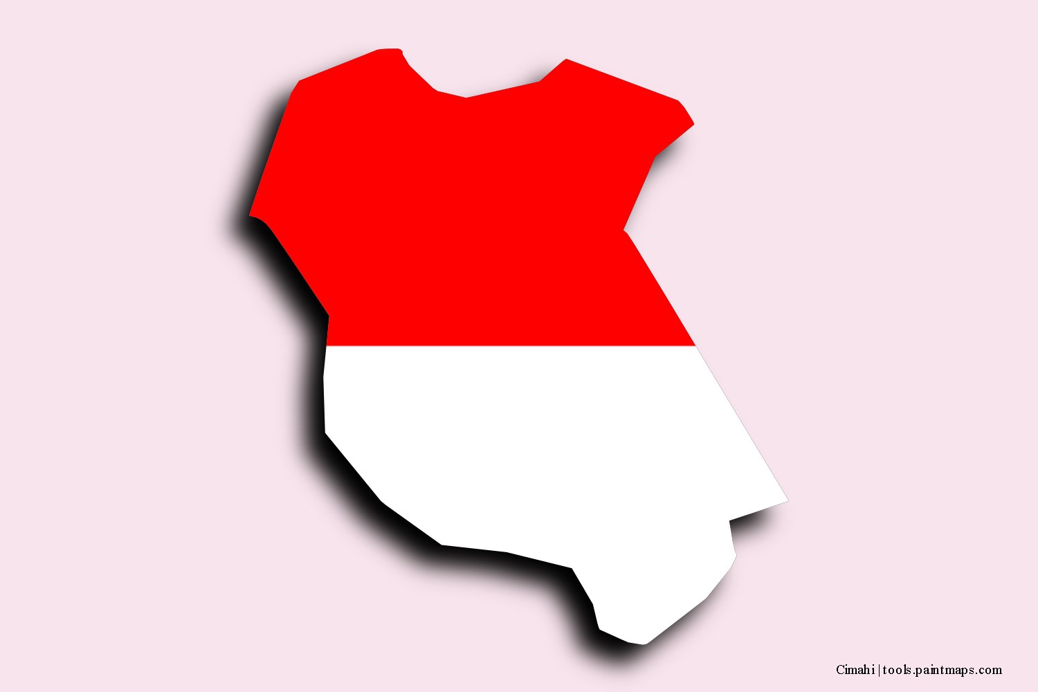 flag map of Cimahi with 3D shadow effect