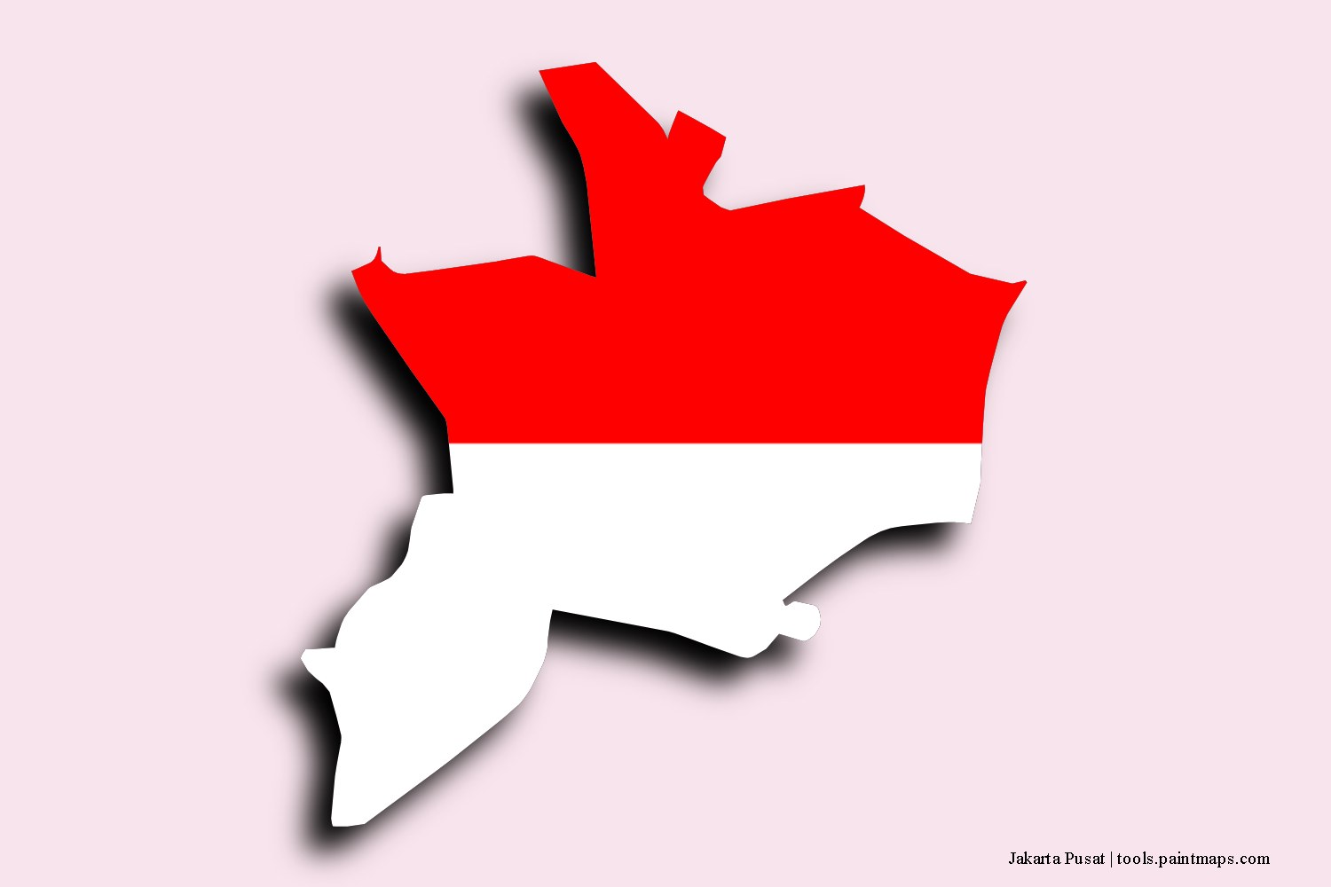 flag map of Jakarta Pusat with 3D shadow effect