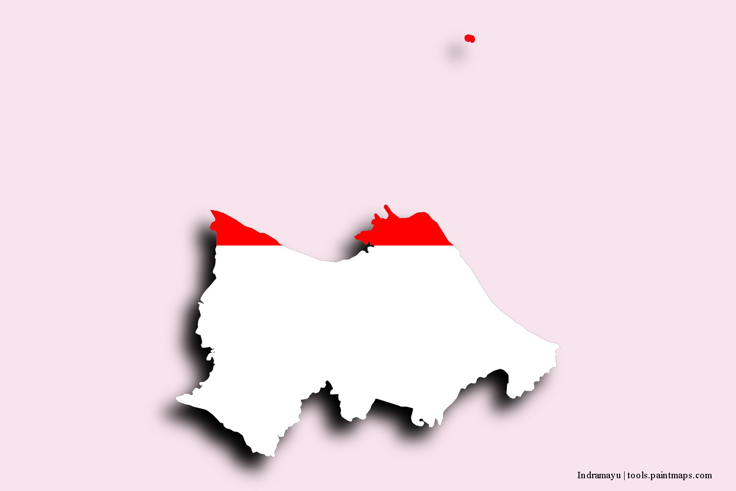 Mapa de la bandera de Indramayu con efecto de sombra 3D