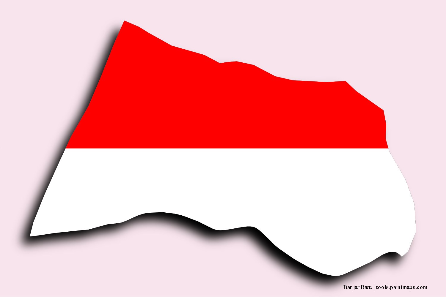 flag map of Banjar Baru with 3D shadow effect