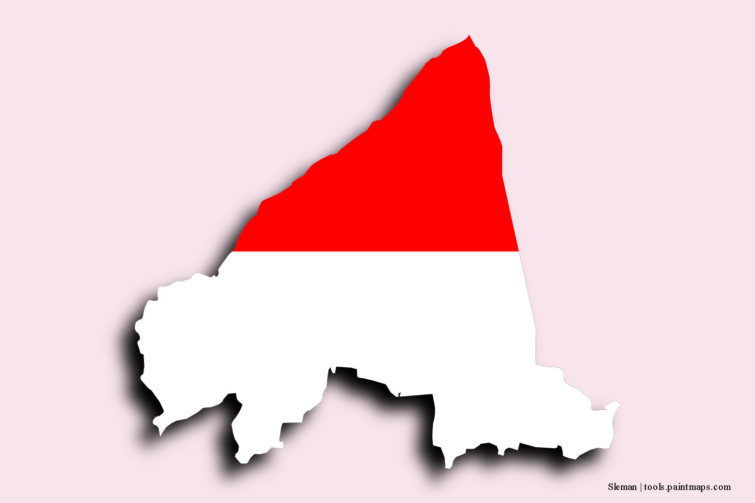 flag map of Sleman with 3D shadow effect