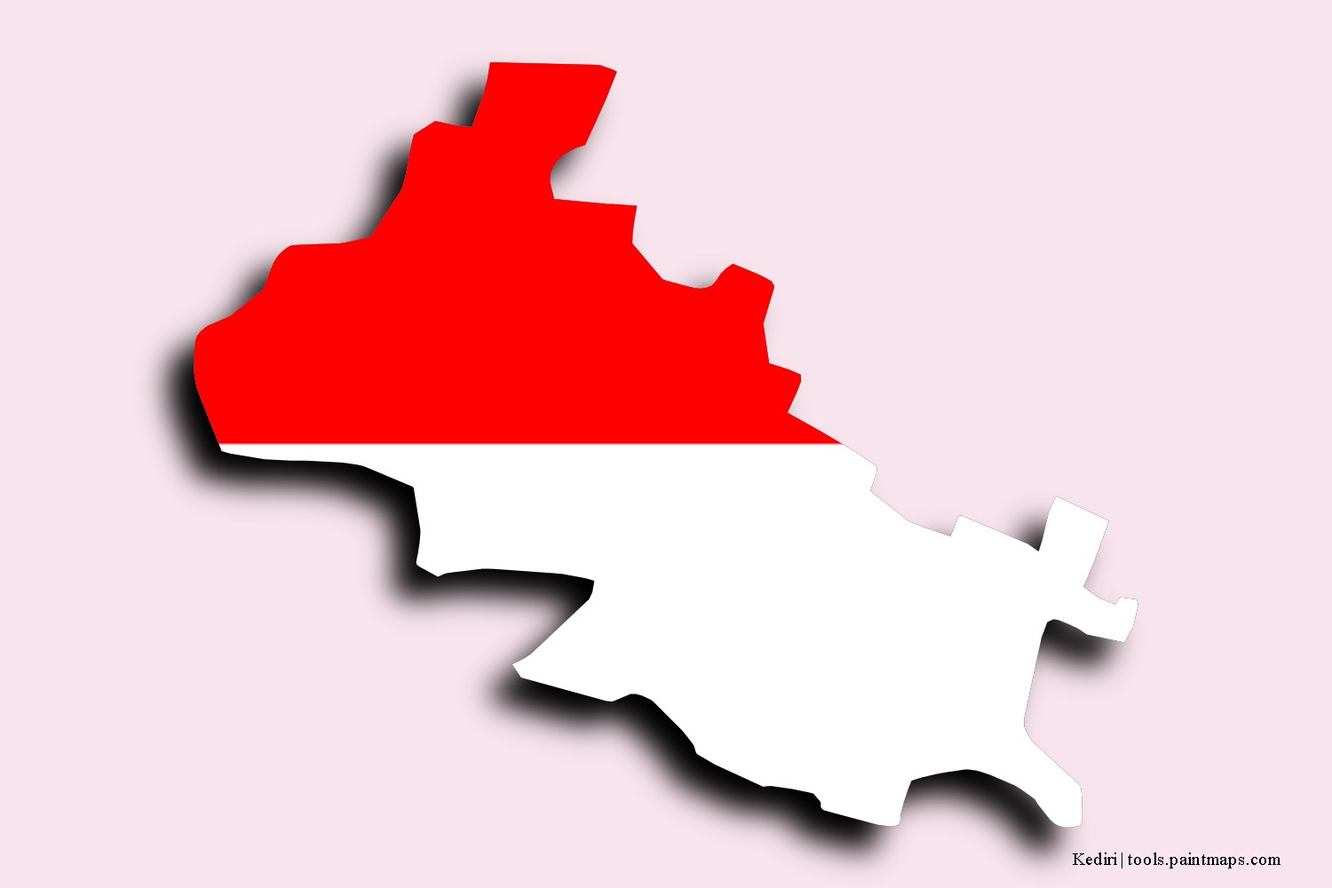 flag map of Kediri with 3D shadow effect